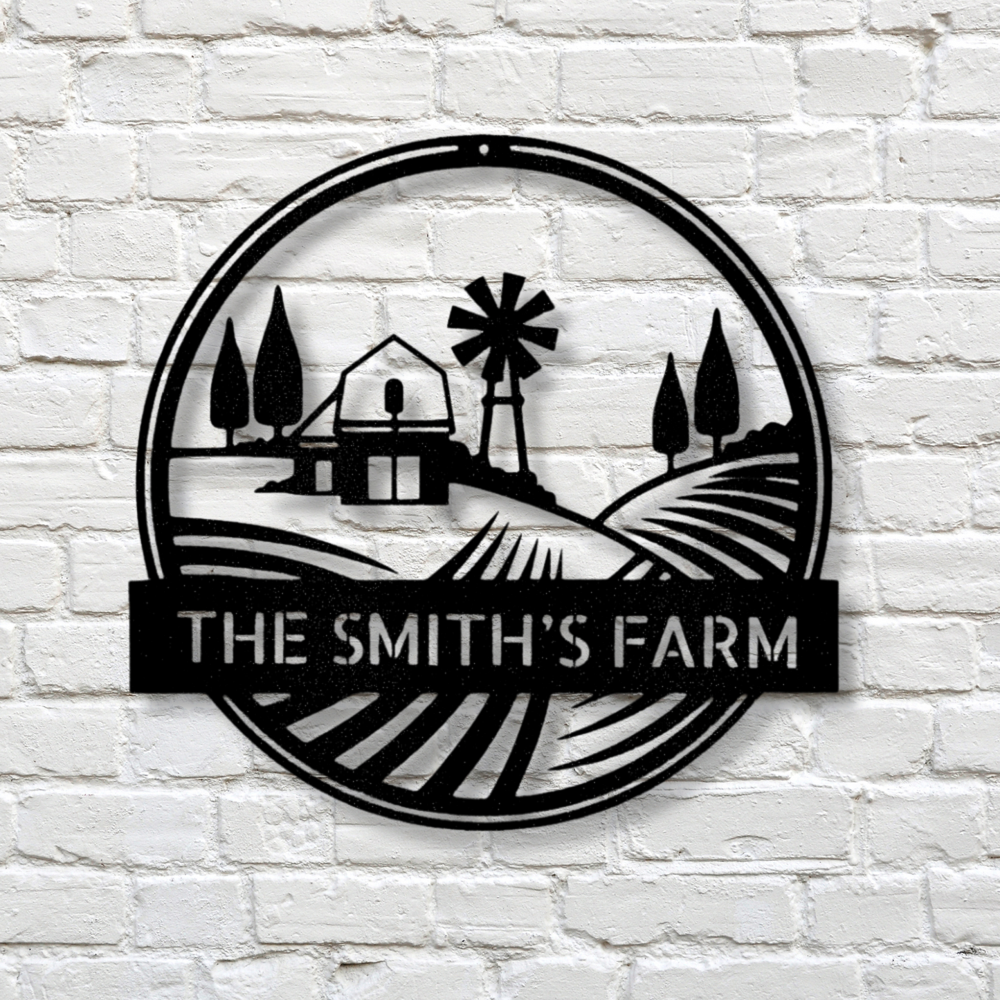 Custom Rolling Fields Metal Sign, Personalized Wheat Field Monogram, Family Farm Name Sign, Custom Christmas Gift For Farmer Dad.