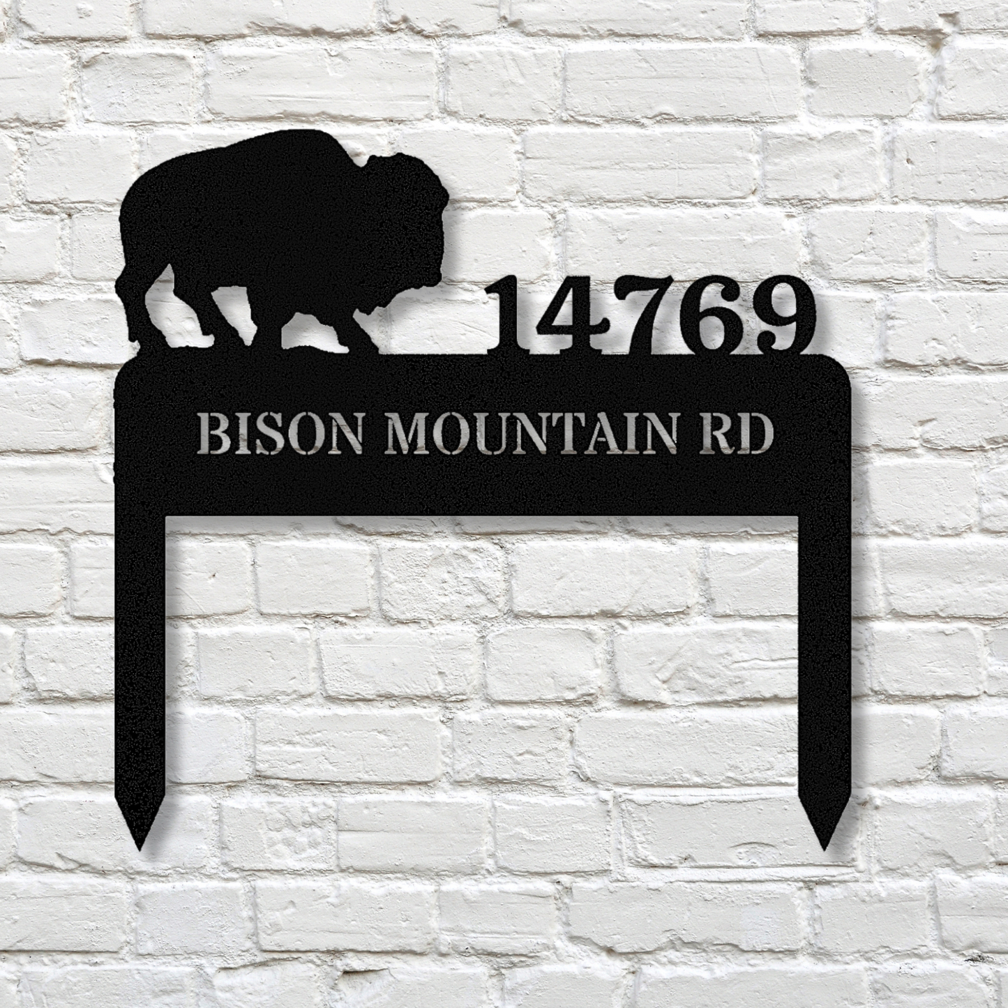 Customized Bison Address Stake, Metal Address Sign, Horizontal Address Plaque, Address Signage, Metal Address Plaque, Housewarming Gift