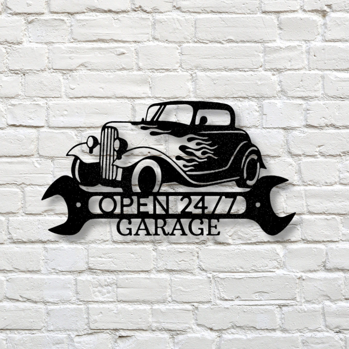 Personalized Hot Rod Metal Sign, Small Business Sign, Custom Garage Wall Art, Car Lover Gift, Mechanic Shop Decor, Man Cave Steel Sign