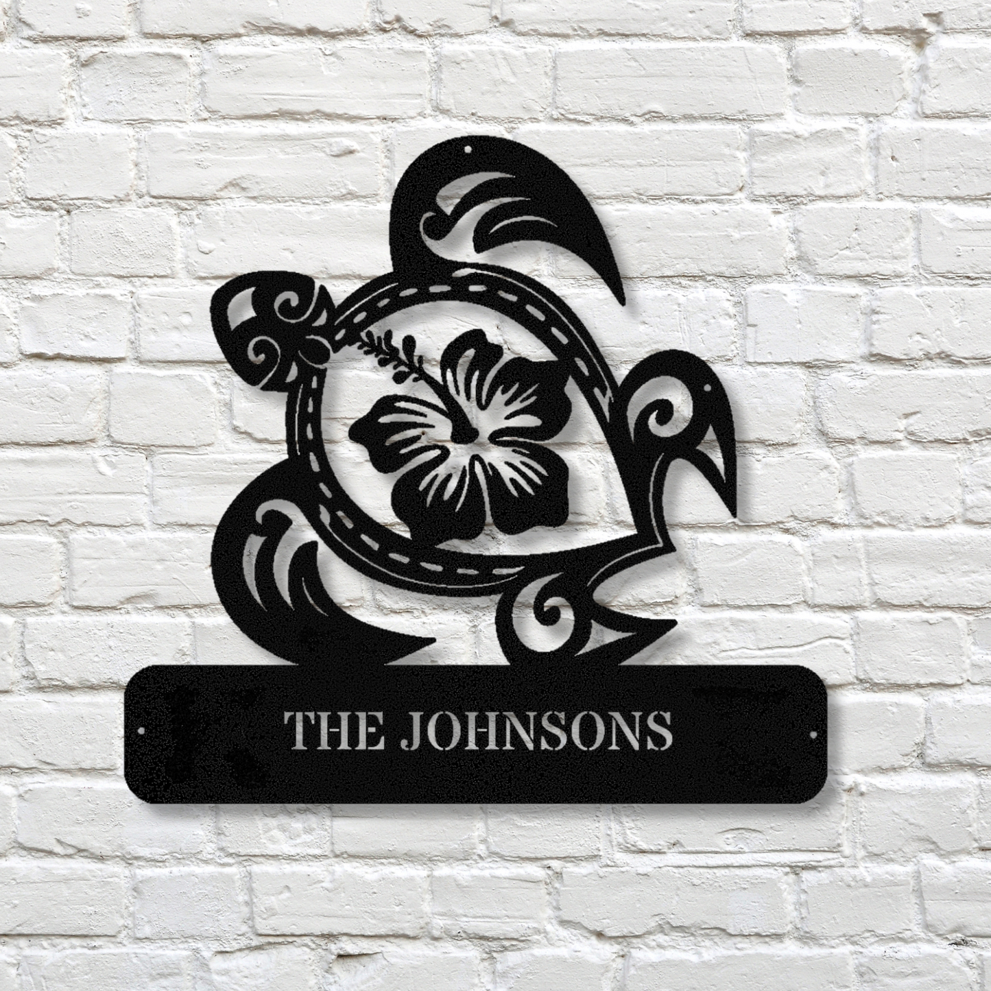 Custom Turtle Metal Wall Decor, Pool Sign, Turtle Hibiscus Flower Metal Art, Family Name Sign, Turtle Wall Hanging, Cabin or Lakehouse Sign