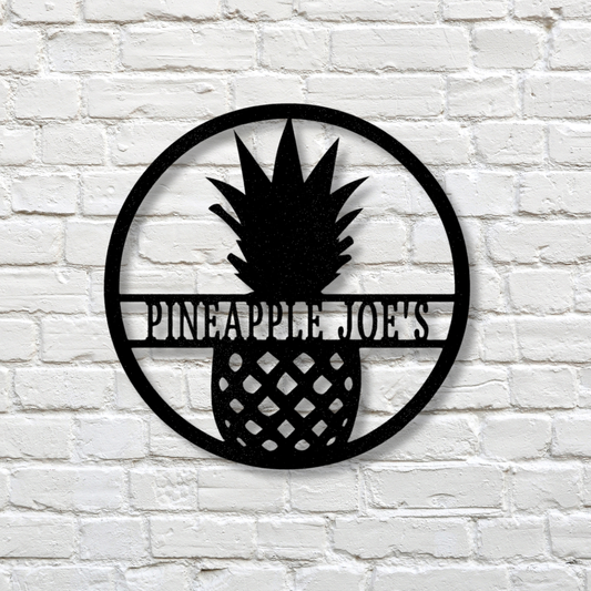 Custom  Pineapple Metal Art Sign, Personalized Pineapple Name Welcome Sign, Front Porch Hanging, Birthday Gift For Pineapple Farmer Dad