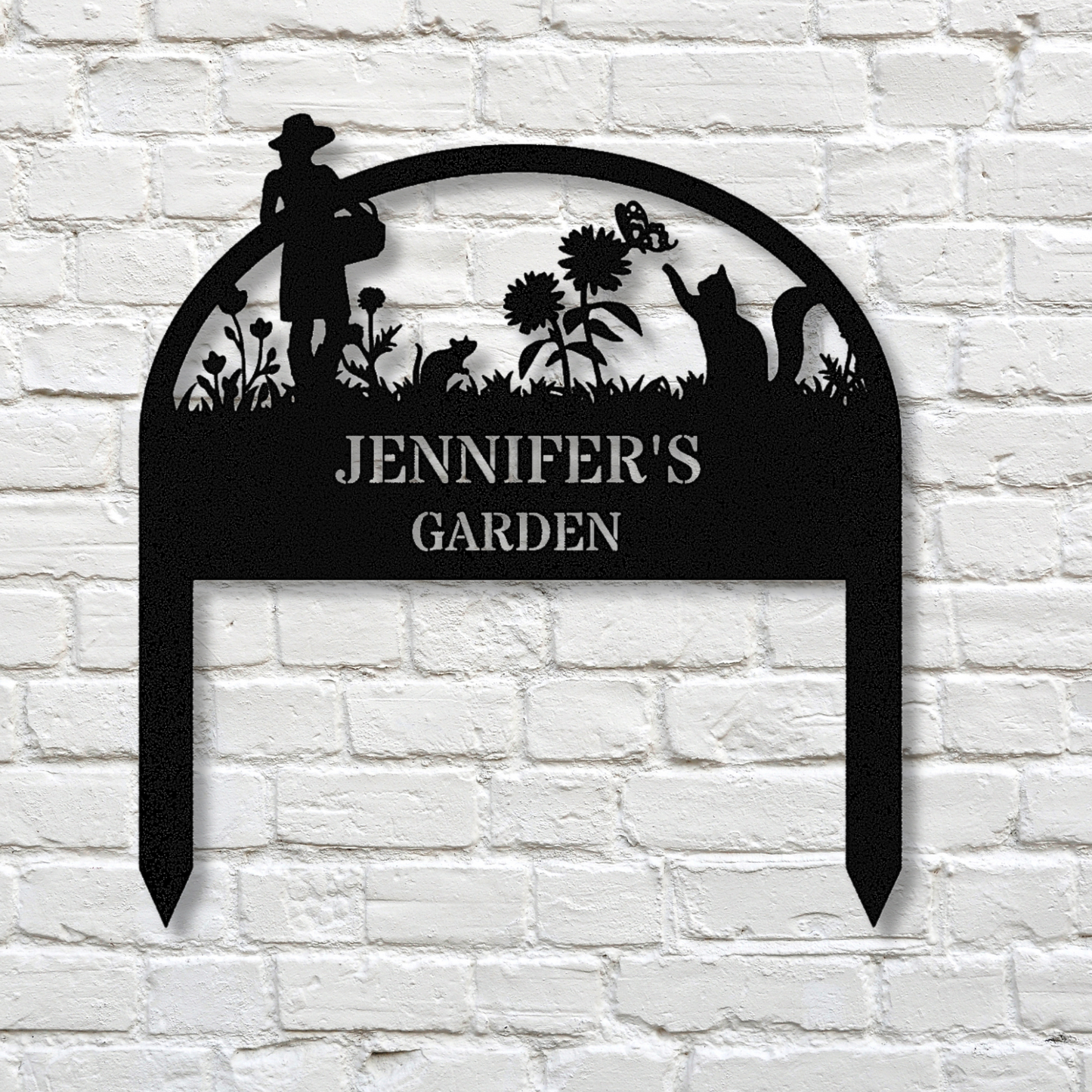 Personalized Garden Cat Metal Stake Sign, Address Signage, House Address, Metal House Number Stake, Gardener Decor, Metal Yard Decor