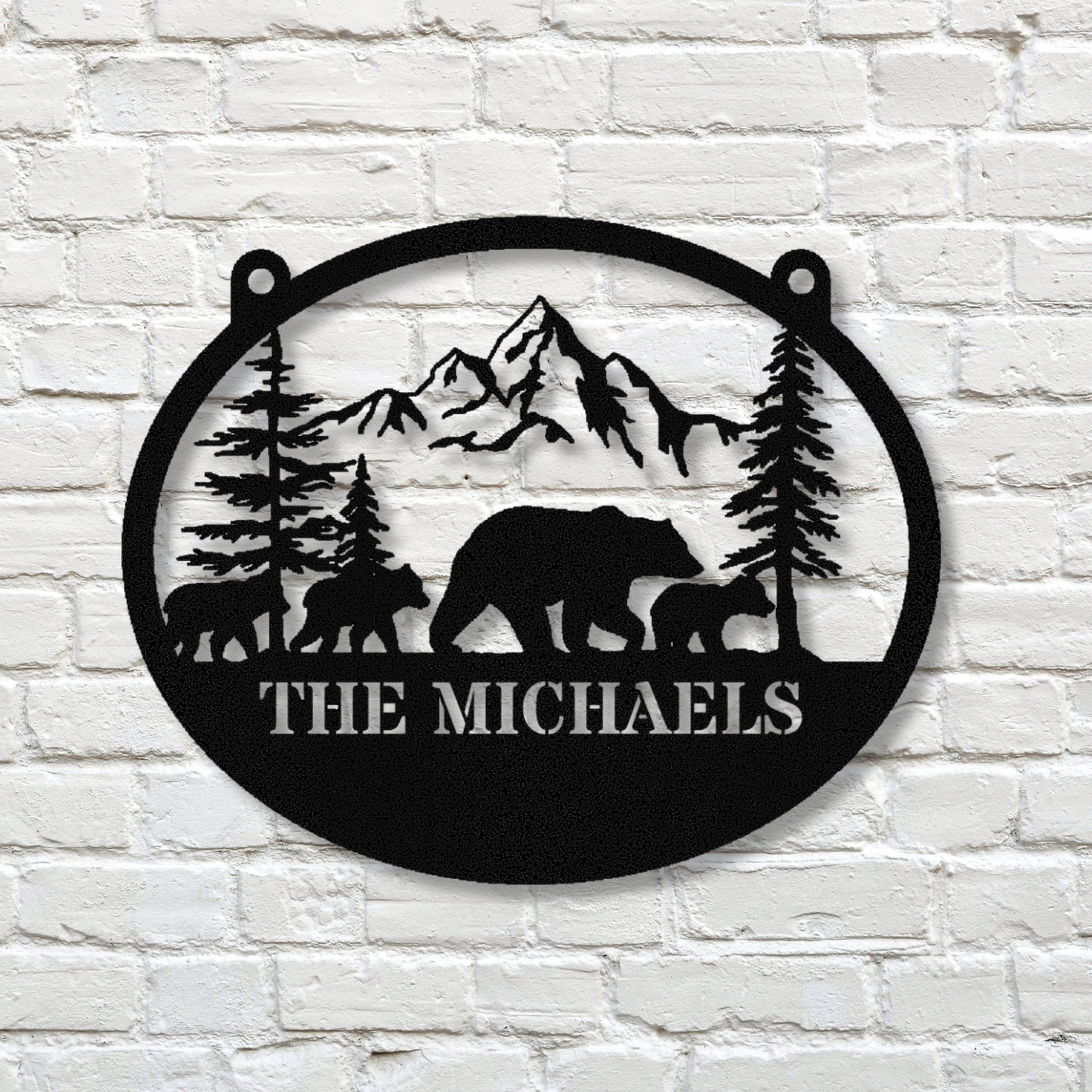 Personalized Bear and Cubs Metal Sign, Cabin Metal Sign, Housewarming Gift, Established Sign, Large Wall Art, Bear Lover Gift, Last Name Sign