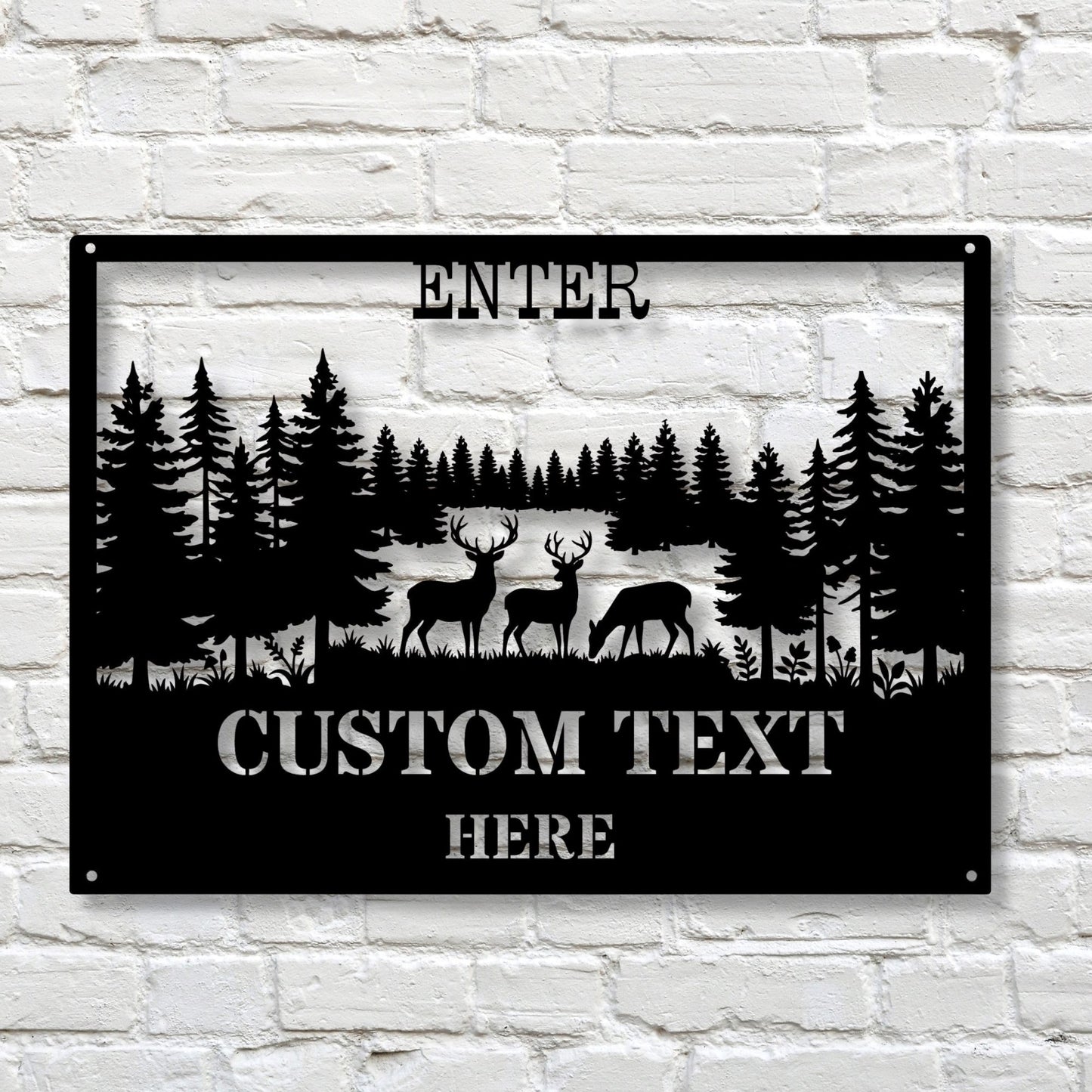 Personalized Deer Family Metal Wall Art, Custom Deer Home Decor, Rustic Wildlife Wall Art, Hunting Gift, Farmhouse Cabin Decor