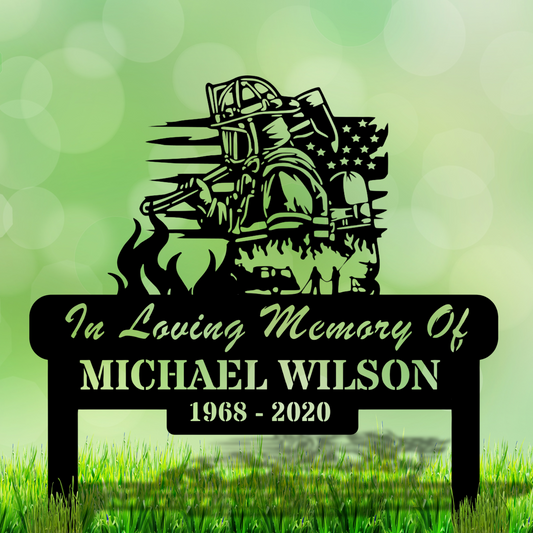 Custom Fireman Memorial Sign, Firefighter Memorial, Fireman Remembrance, Personalized Fireman, Metal Fireman Tribute Art