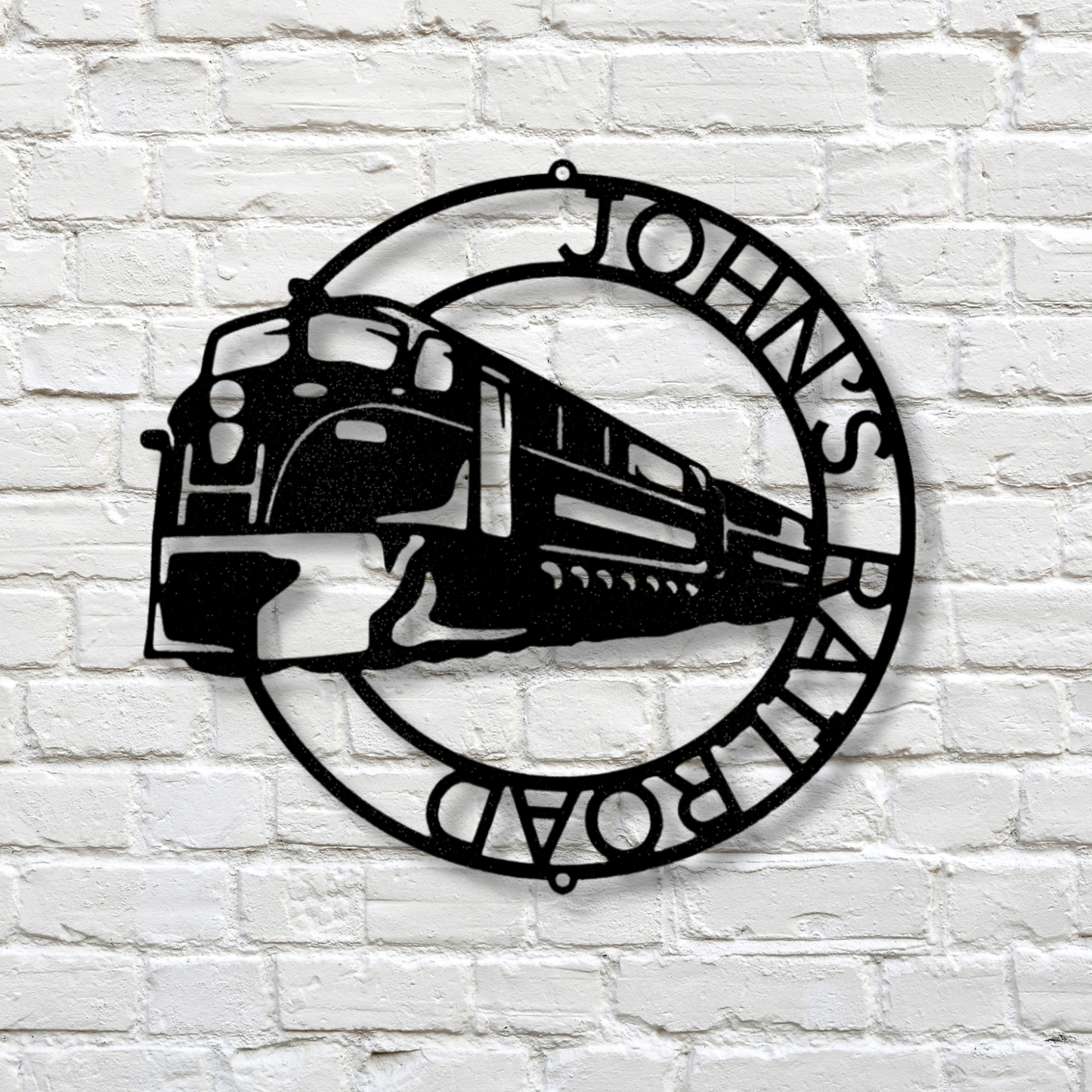 Modern Train Ring Monogram Metal Sign, Personalized Train Sign, Custom Name Sign, Family Name Metal Sign, Train Lover Gift, Home and Living