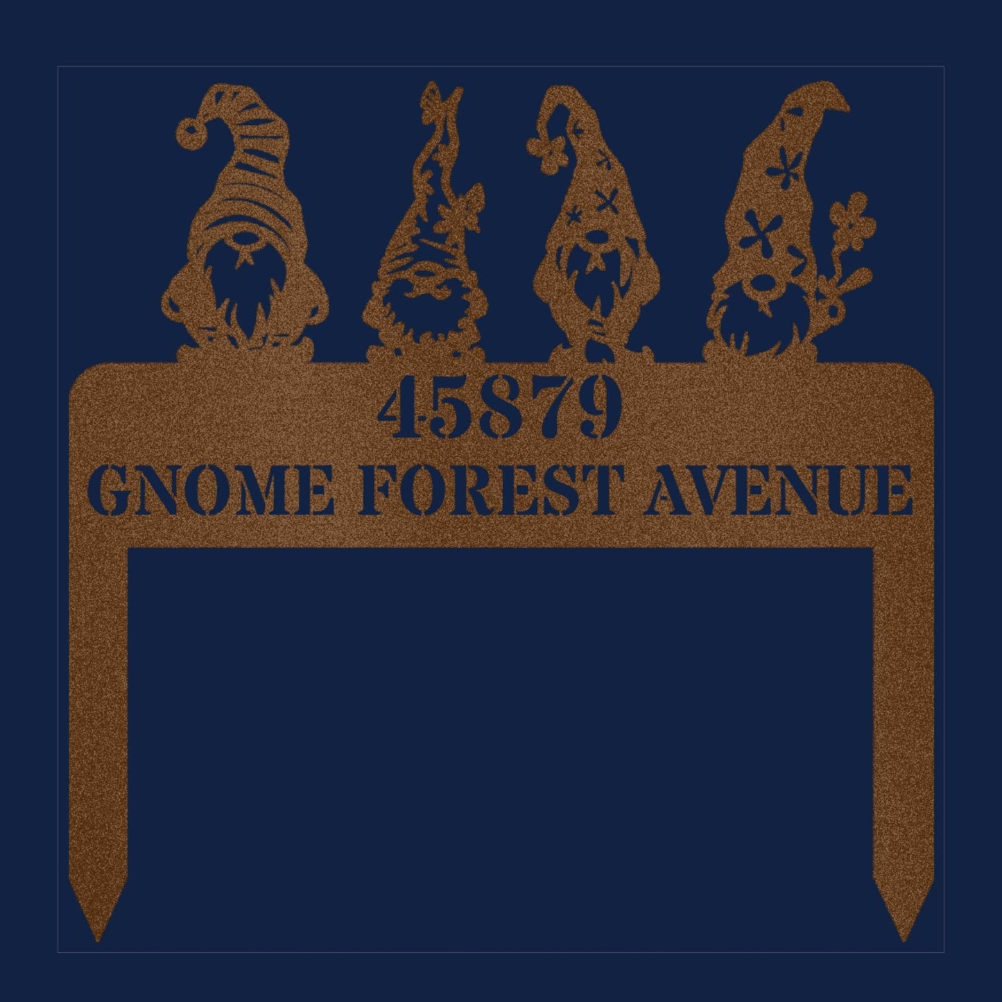 Custom Gnome Address Stake Sign, Personalized Yard Address Sign, Garden Gnome Decor, Outdoor Address Plaque, Lawn Stake