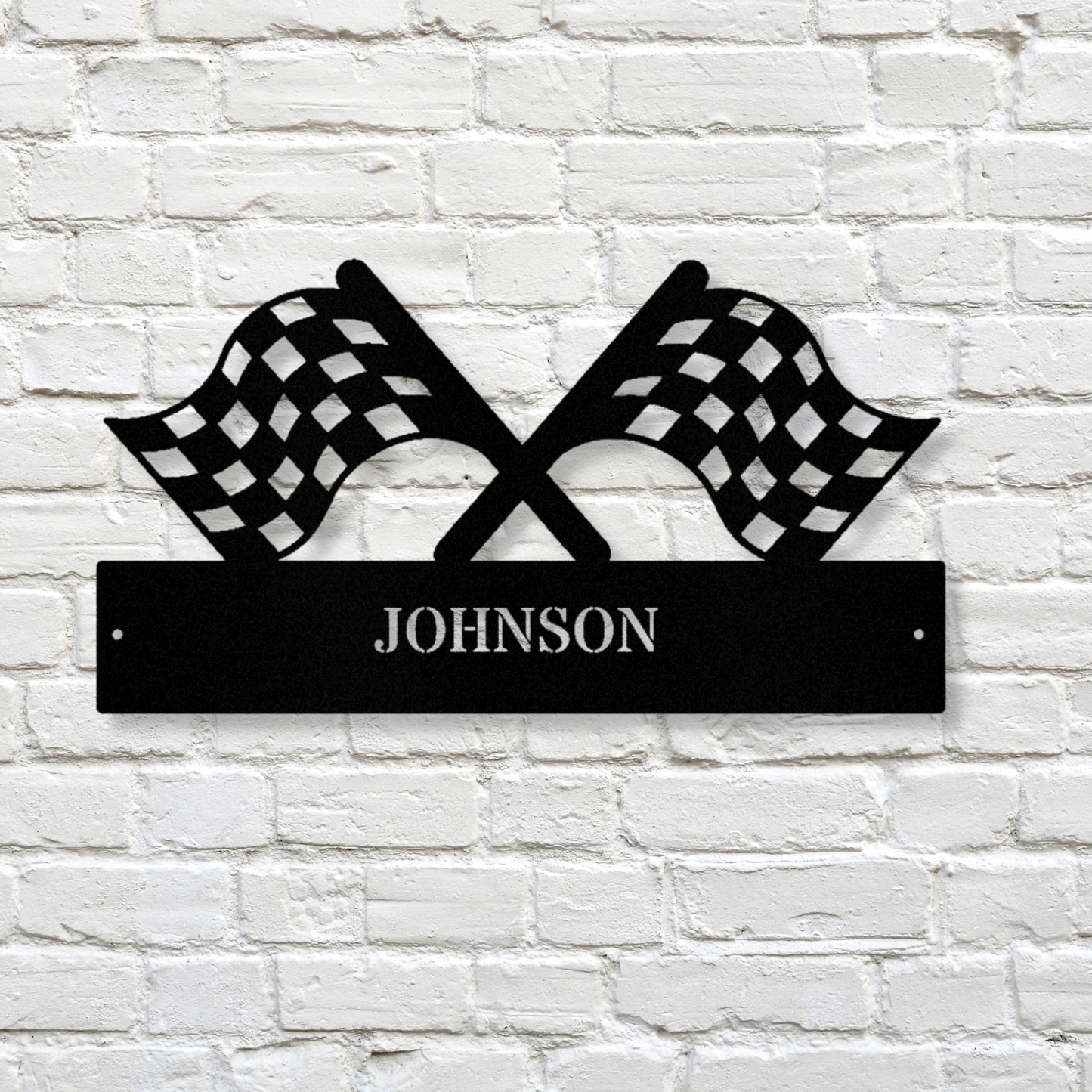 Checkered Flag Racing Metal Sign, Personalized Finish Flag Name Sign, Customized Checkered Flag, Gift for Racer