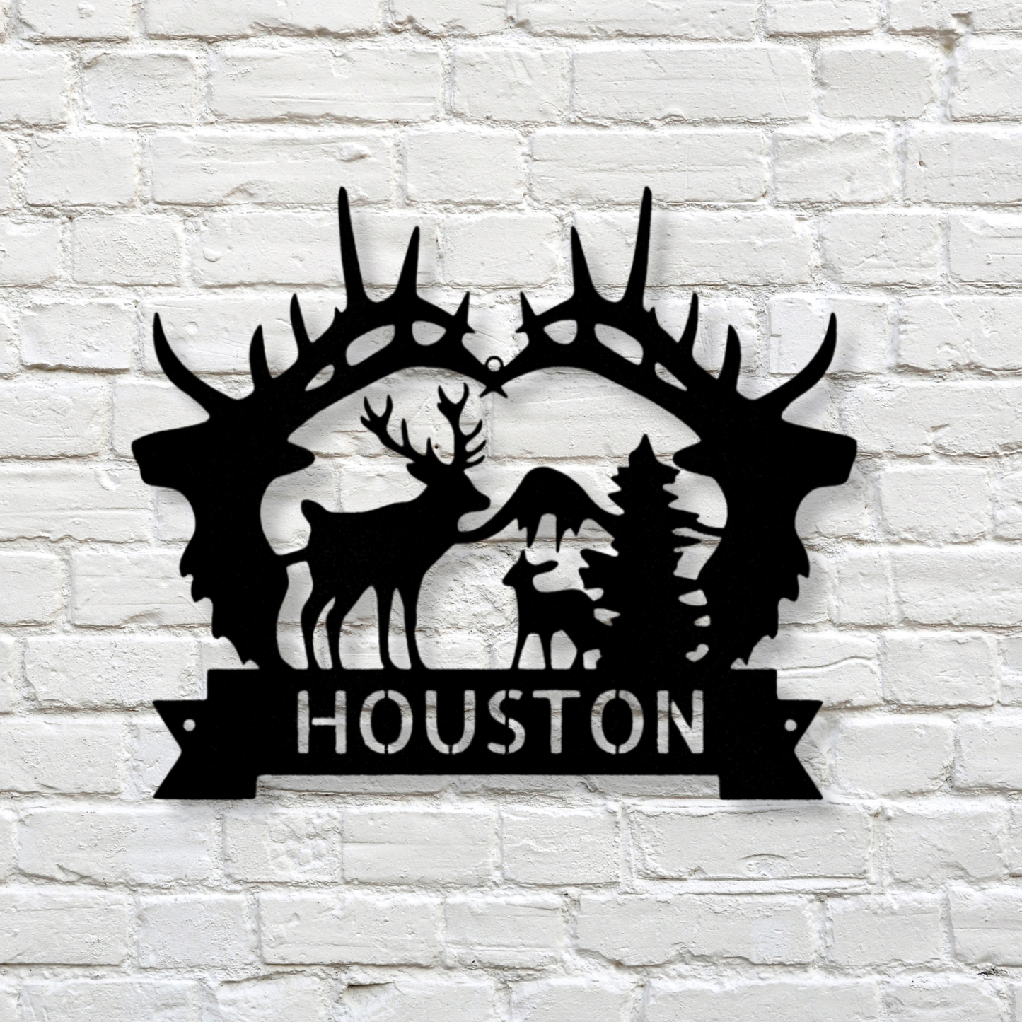 Big Antler Monogram - Steel Sign