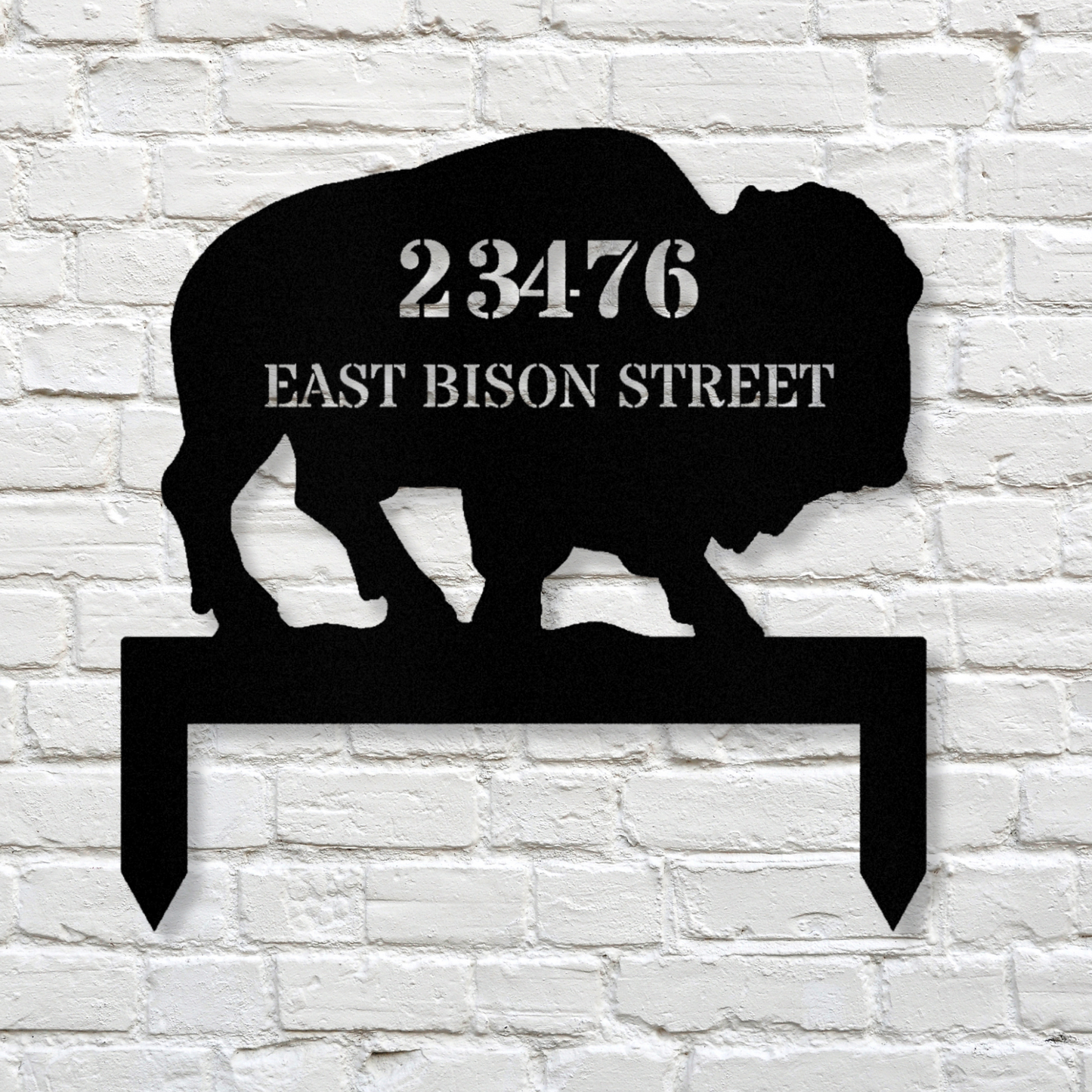Bison Address Metal Stake, Address Plaque, Newhome Address Sign, Outdoor House Number, Wildlife Address Sign