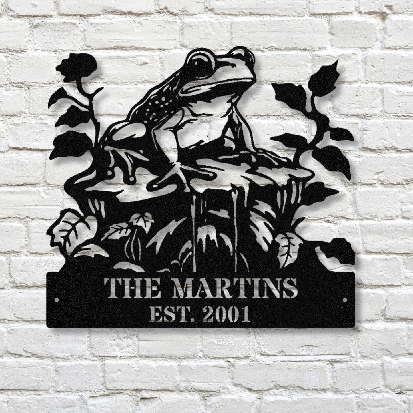 Frog Metal Sign, Frog Wall Art, Metal Garden Decor, Frog Garden Sign, Outdoor Metal Art, Yard Decorations For Frog Lovers