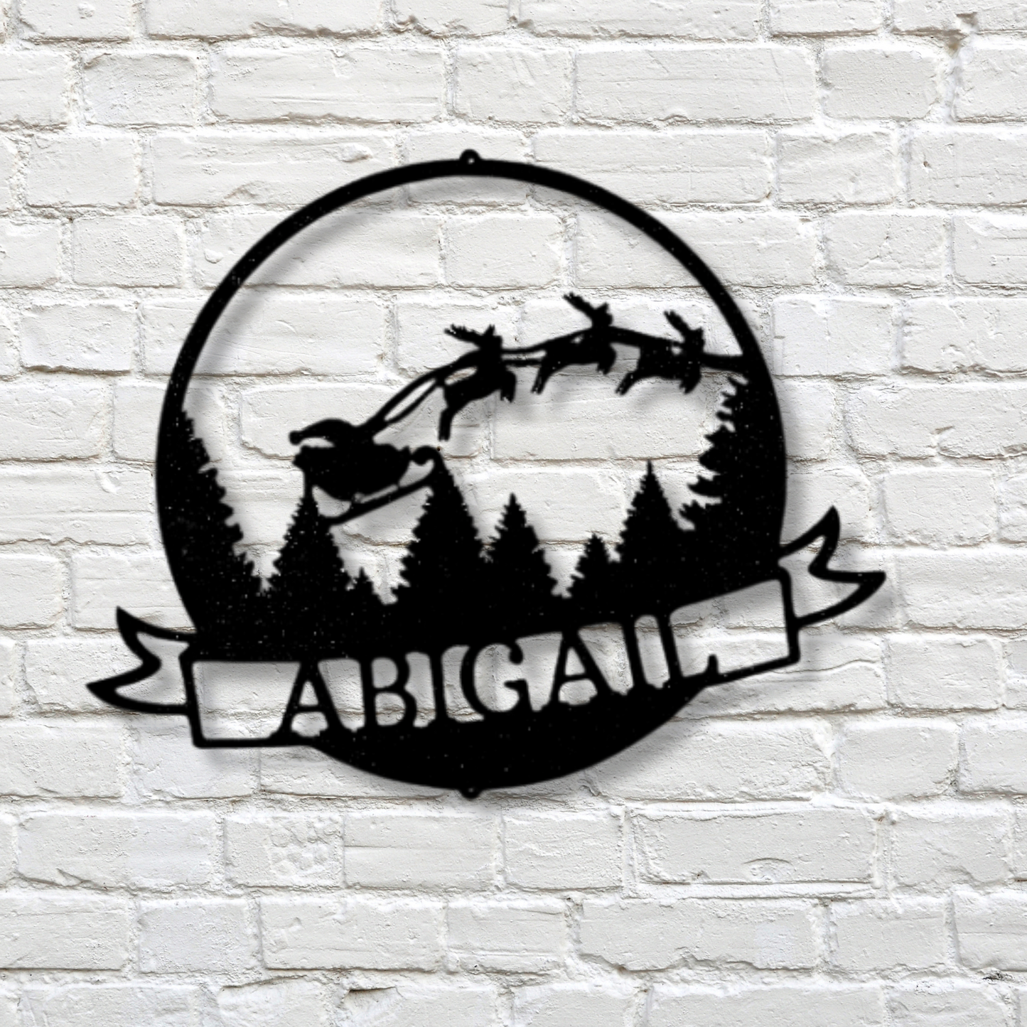 Personalized Santa's Journey Sign Metal Sign, Custom Santa Claus With Reindeer Wall Art, Christmas Metal Art Decor, Holidays Wall Hangings.