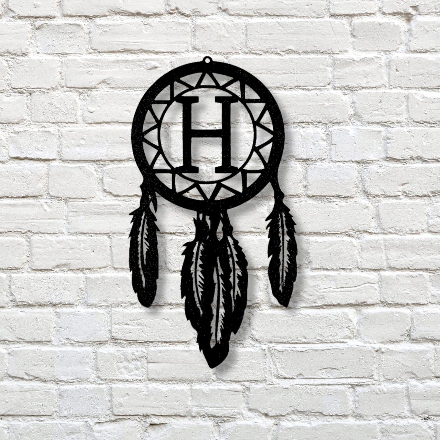 Custom Initial Dream Catcher Metal Sign, Personalized Initial Letter Dream catcher Sign, Housewarming Boho Decor, Family Initial Sign.