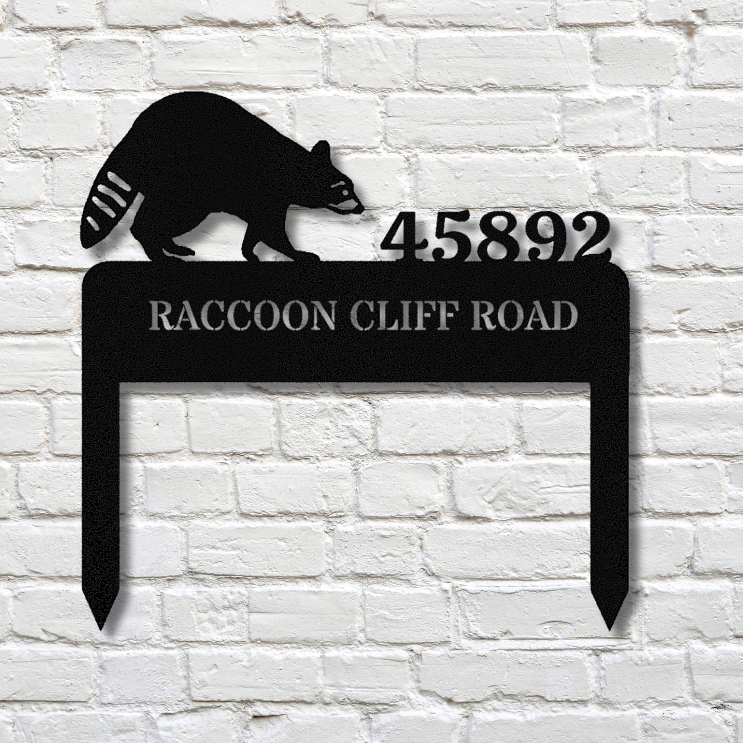 Raccoon Address Metal Stake, Address Plaque, Wildlife Address Stake, Housewarming Gift, House Closing Gift, Raccoon Lover Gift, Address Sign