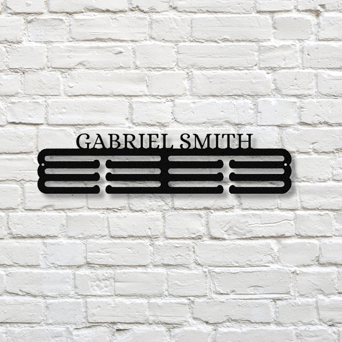 Custom Name Metal Holder, Sports Award Display, 12 Medals and Ribbons Rungs, Wall Hung Medal Display, Personalized Ribbon Medal Display