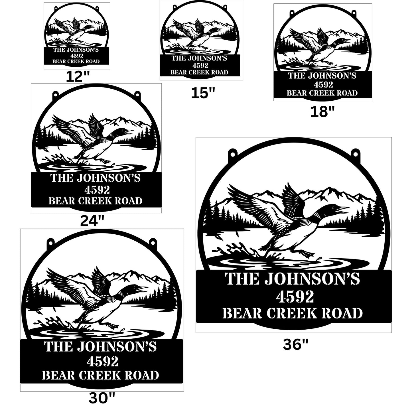 Custom Flying Goose Address Metal Sign, Personalized House Number Plaque, Outdoor Metal Wall Art, Cabin Decor, Bird Wildlife Name Sign