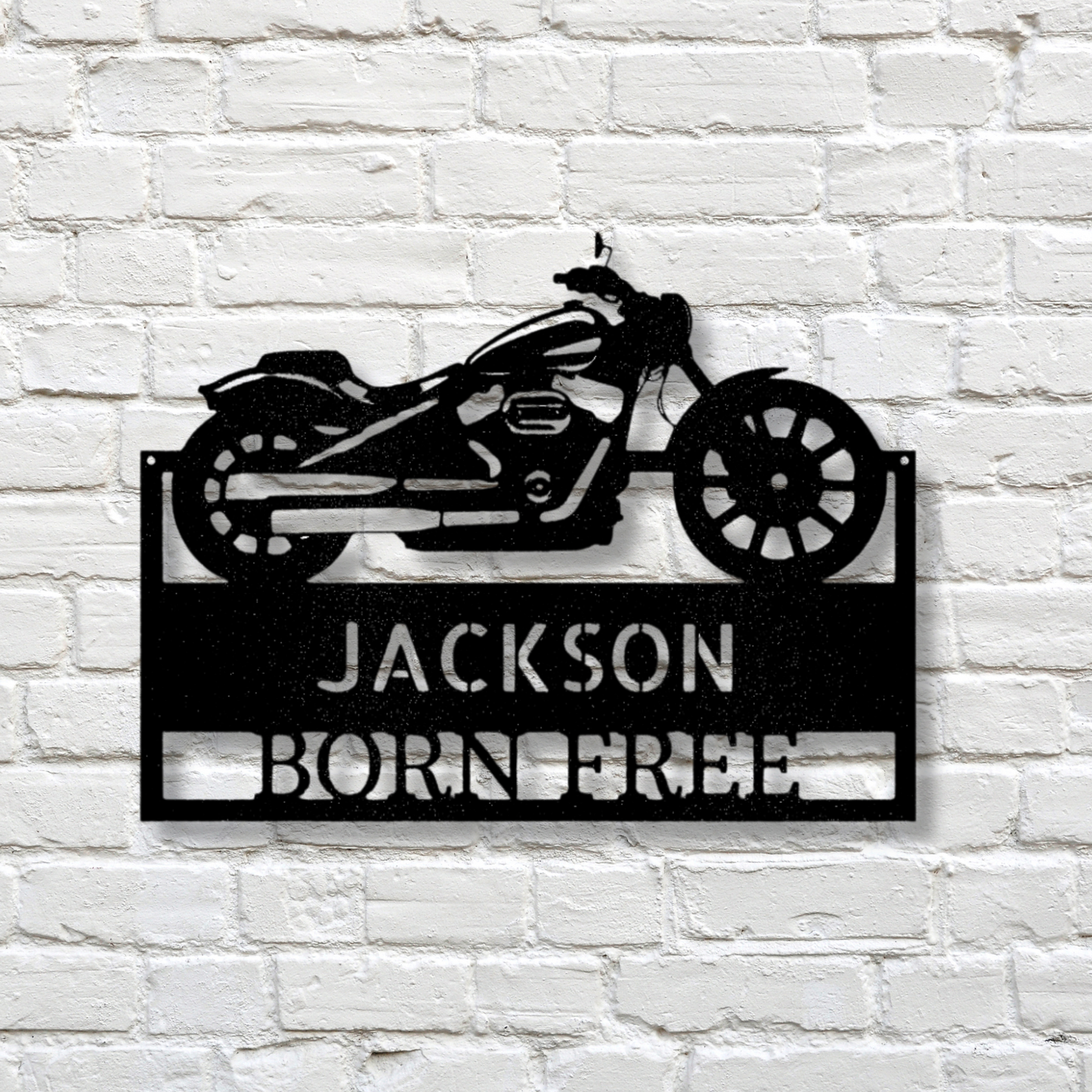 Custom Moto Shop Metal Sign, Personalized Name Motorcycle Monogram, Garage Wall Art Hanging, Birthday Gift For A Rider, Wall Art Decor.