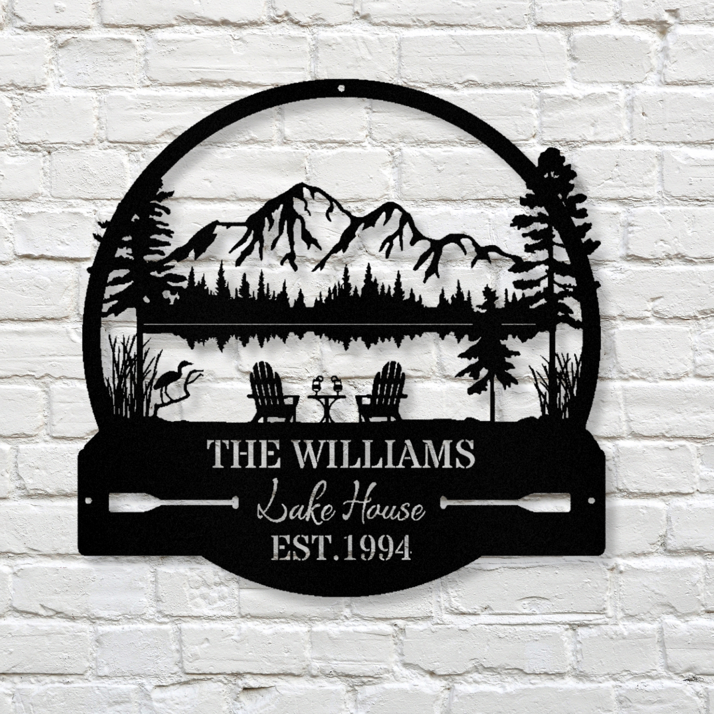 Lake House Wall Metal Sign, Farmhouse Gift, Mountain House Sign, Family Name Sign, Campsite Decor, Cabin Wall Decor, Address Sign, Est. Sign