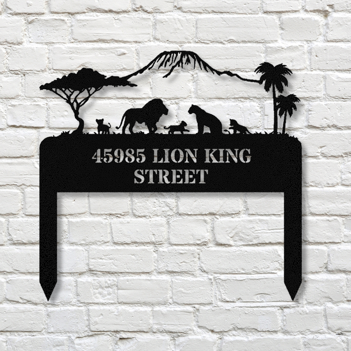 Personalized Lion Family Address Stake Sign, Lion King Metal Address Sign, Metal House Numbers, Outdoor Address Sign, African Savannah Sign