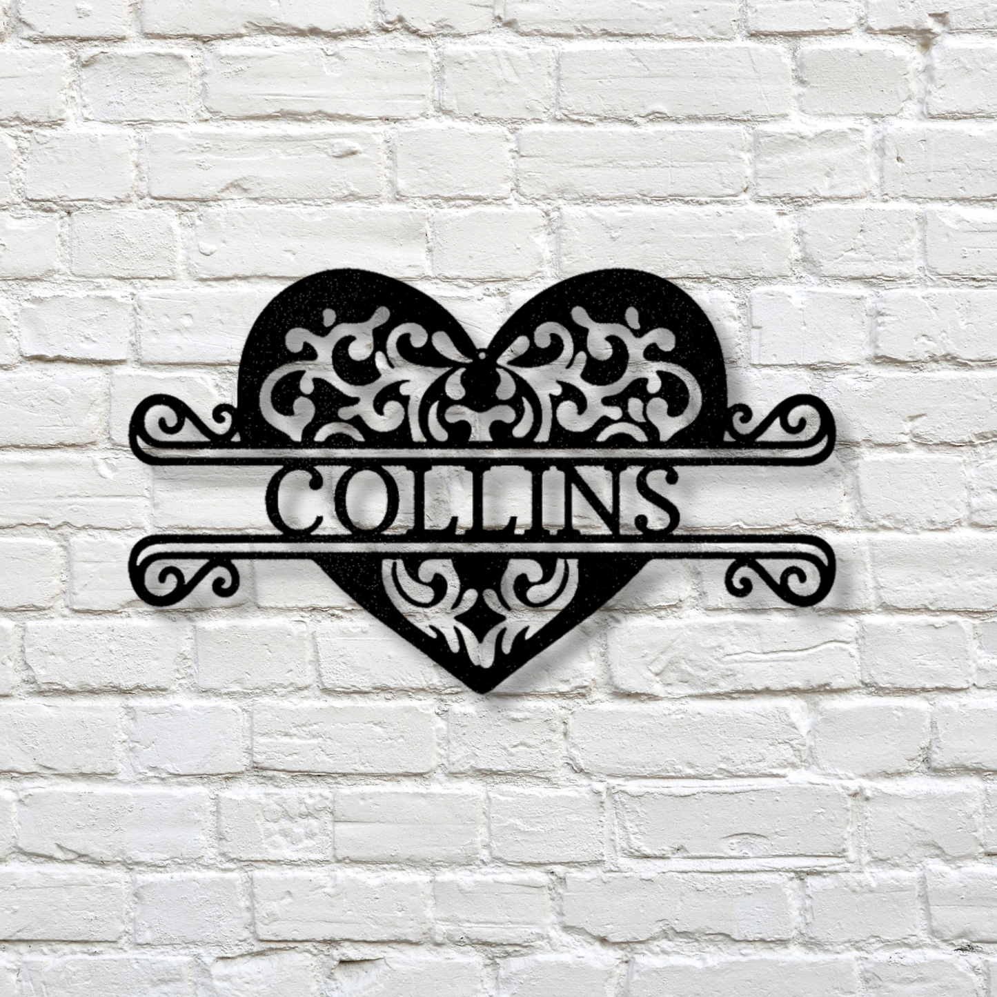 Custom Fancy Heart Metal Steel Sign, Personalized Name Fancy Heart Monogram, Living Room Wall Art, Housewarming Gift,