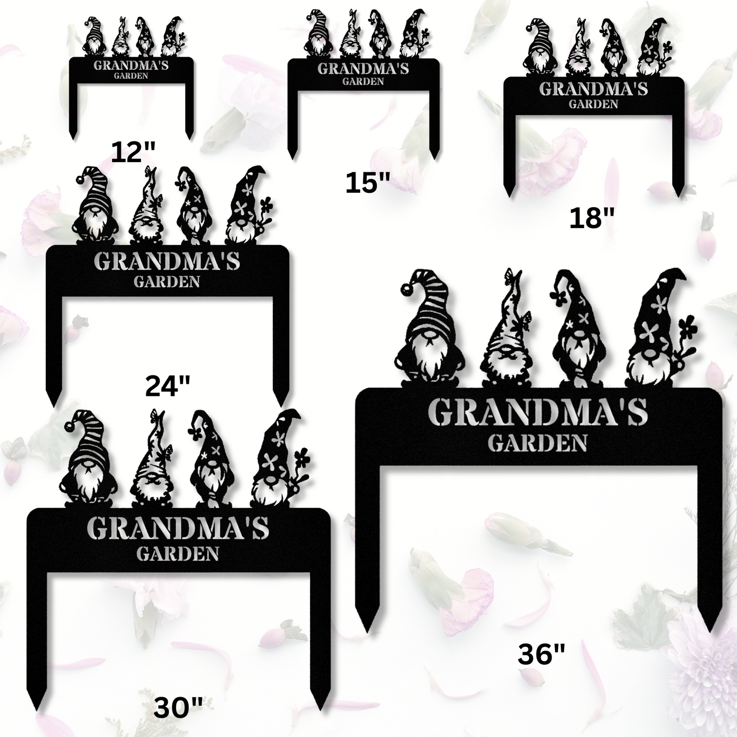 Gnome Metal Garden Stake, Garden Box Stake, Gnome Outdoor Decor, Grandma Gifts, Garden Lover Gift, Garden Metal Deor, Last Name Metal Stake