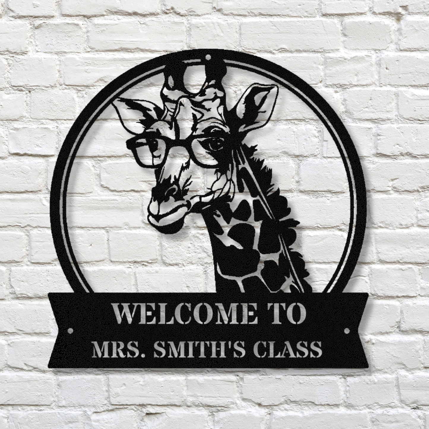 Custom Name Giraffe Metal Sign, Personalized Giraffe Sign, Giraffe Wall Hanging, Living Room Decor, Animal Lover Gift, Custom Metal Sign