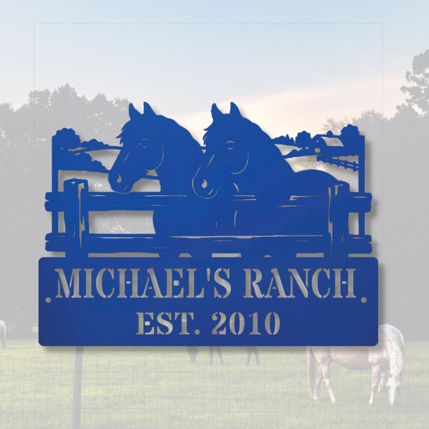 Custom Horse Ranch Metal Sign, Personalized Farm Sign, Equestrian Decor, Rustic Stable Sign, Horse Barn Decor, Western Home Gift