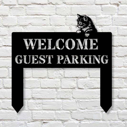 Personalized Metal Parking Sign with Stake | Custom Name Garage Sign | Man Cave Outdoor Metal Decor | Reserved Parking Metal Lawn Stake