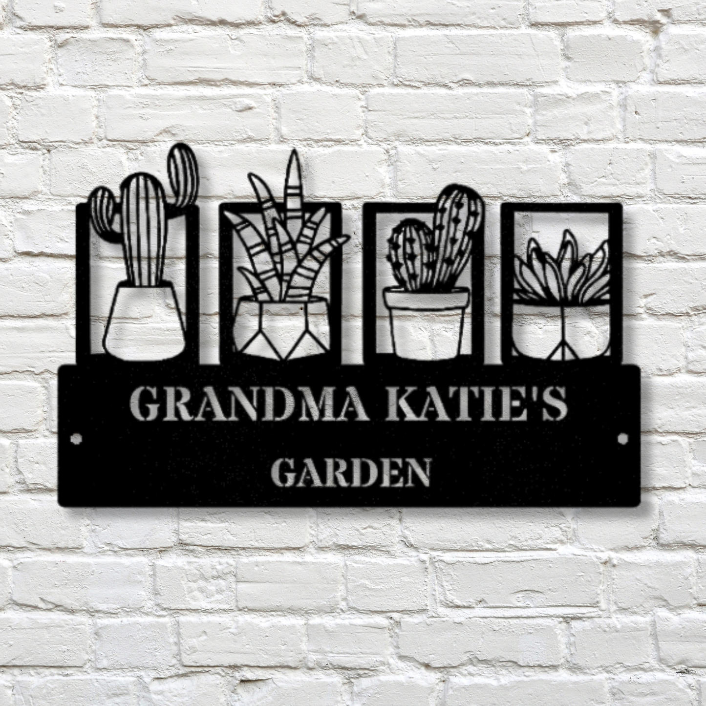 Personalized Garden Metal Art, Cactus Metal Wall Art, Family Name Cactus Wall Decor, Desert Plants Metal Wall Art Decor, Garden Lover Sign
