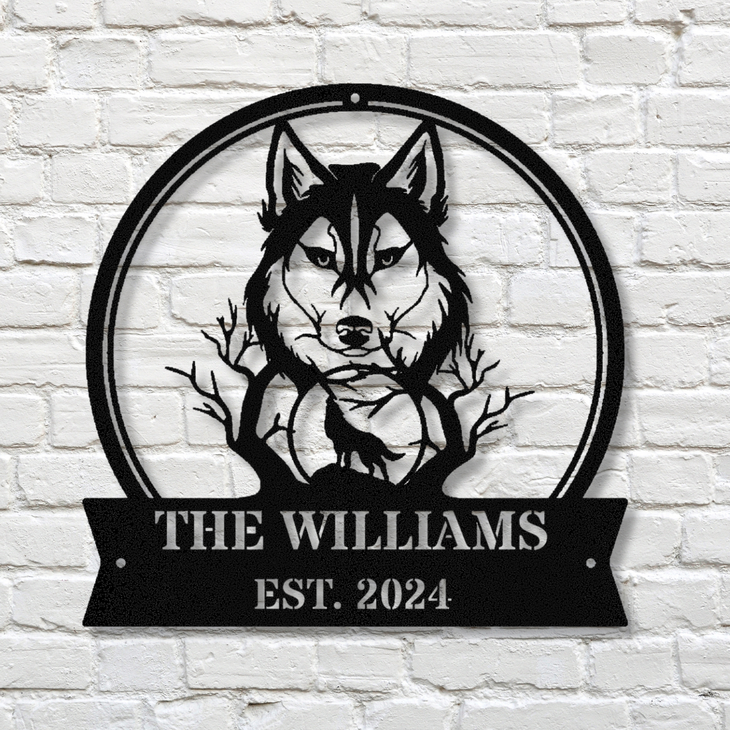 Personalized Wolf Metal wall Sign, Custom Name Gift, Wolf Metal Wall Art, Wildlife Wall Hanging, Living Room Decor, Entrance Sign for New Home