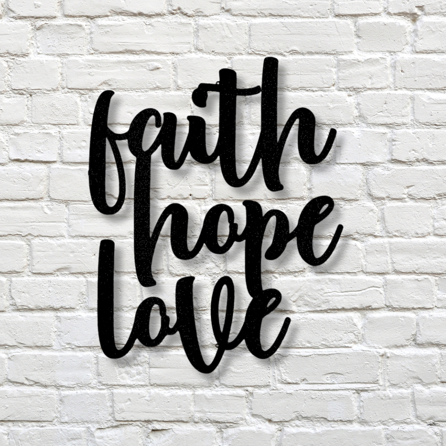 Faith Hope Love Script Metal Sign, Inspirational Metal Art, Faith Wall Decor, Christian Wall Hanging, Hope Love Metal Art, living room decor