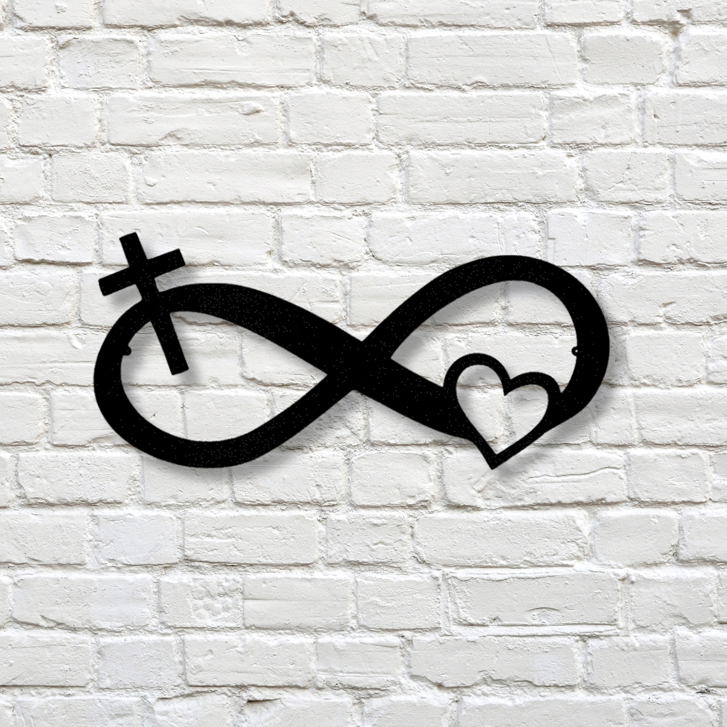 Infinite Love Metal Steel Sign, Cross And Heart Infinity Loop Monogram, Anniversary Gift For Christian Couple, Housewarming Wall Decor