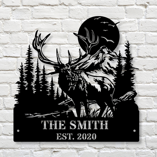 Custom Moose Meta Sign, Personalized Metal Moose Sign, Rustic Cabin Decor, Outdoor Name Sign, Hunting Lodge Gift