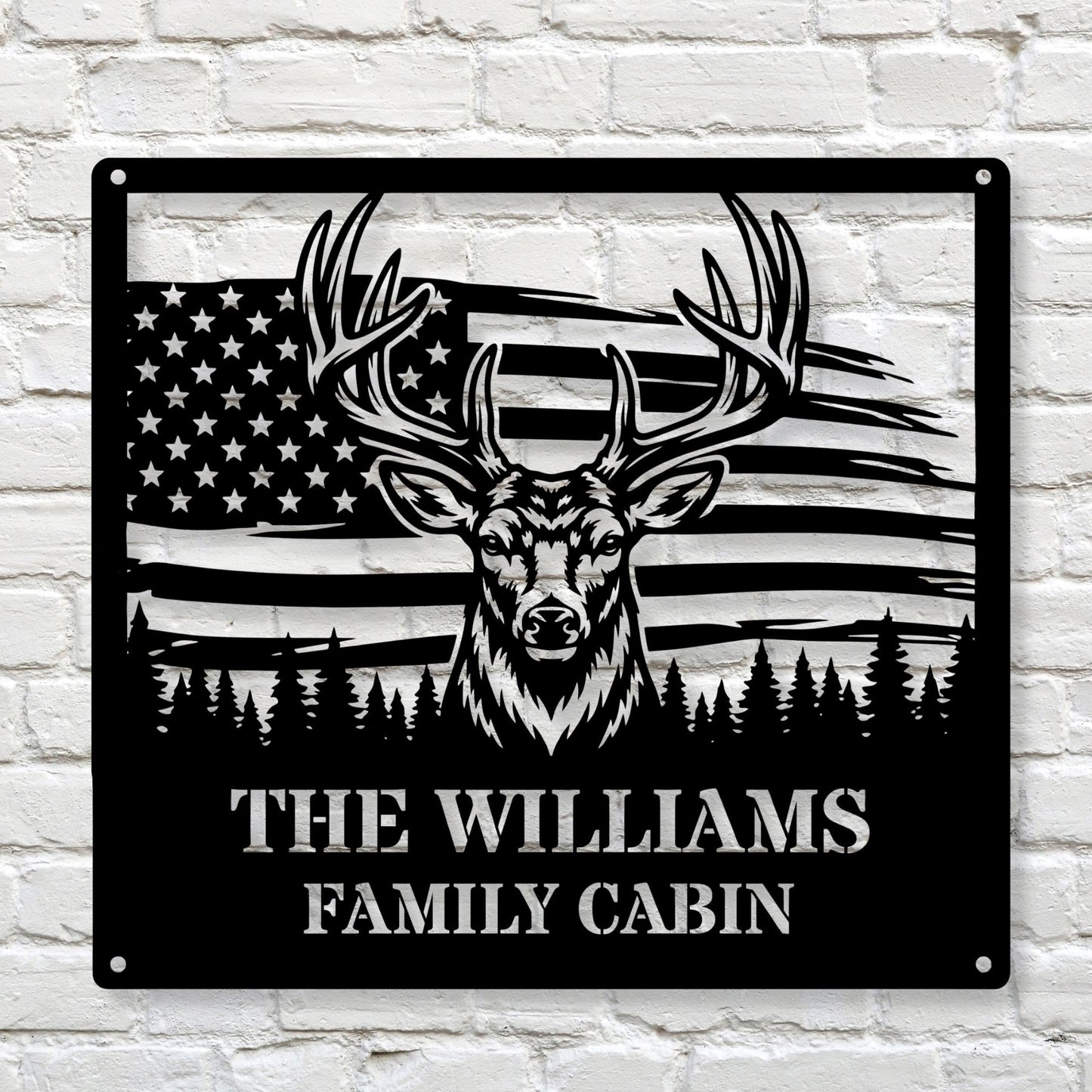 Personalized Hunting Gift for Men | Custom Deer Metal Art | Family Name Sign Outdoor, Buck and Doe Art, Father's Day Gift, Campsite Sign