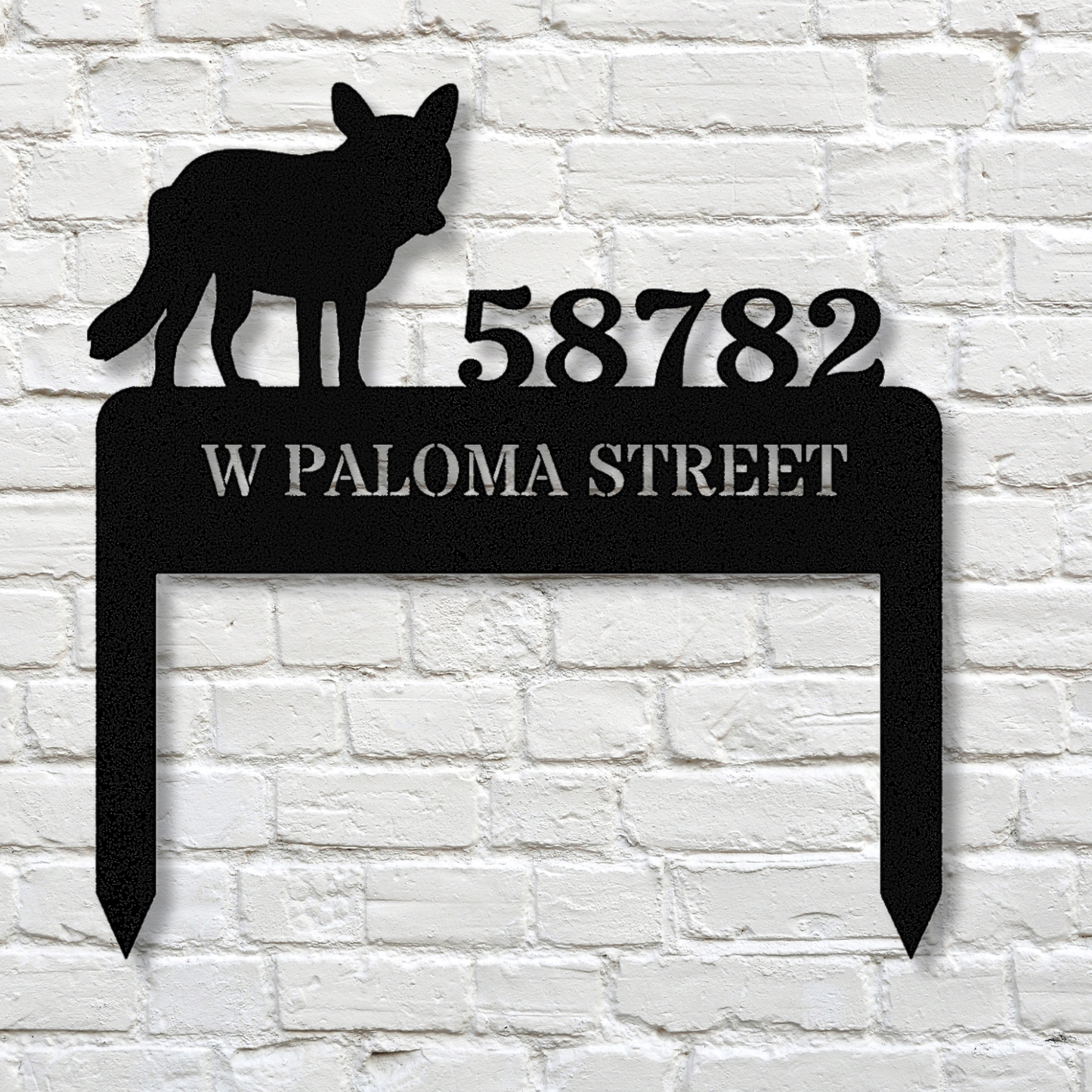 Customized Metal Address Stake, Fox Address Stake Horizontal Address Sign, Address Signage, House Address, Metal House Number Stake
