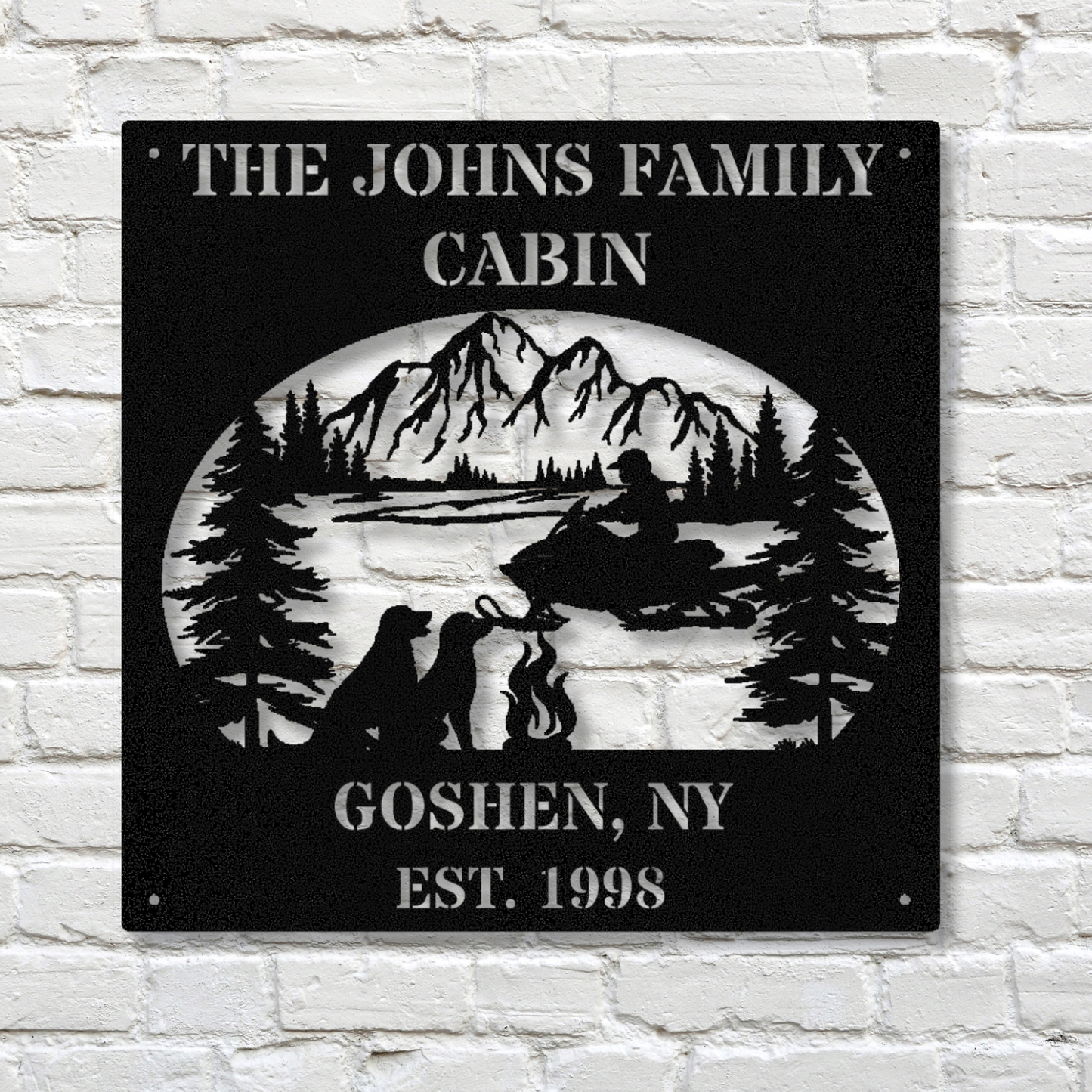 Personalized Mountain Cabin Metal Sign, Ski Mountain Sign, Last Name Metal Sign, Housewarming Gift, Family Name Sign