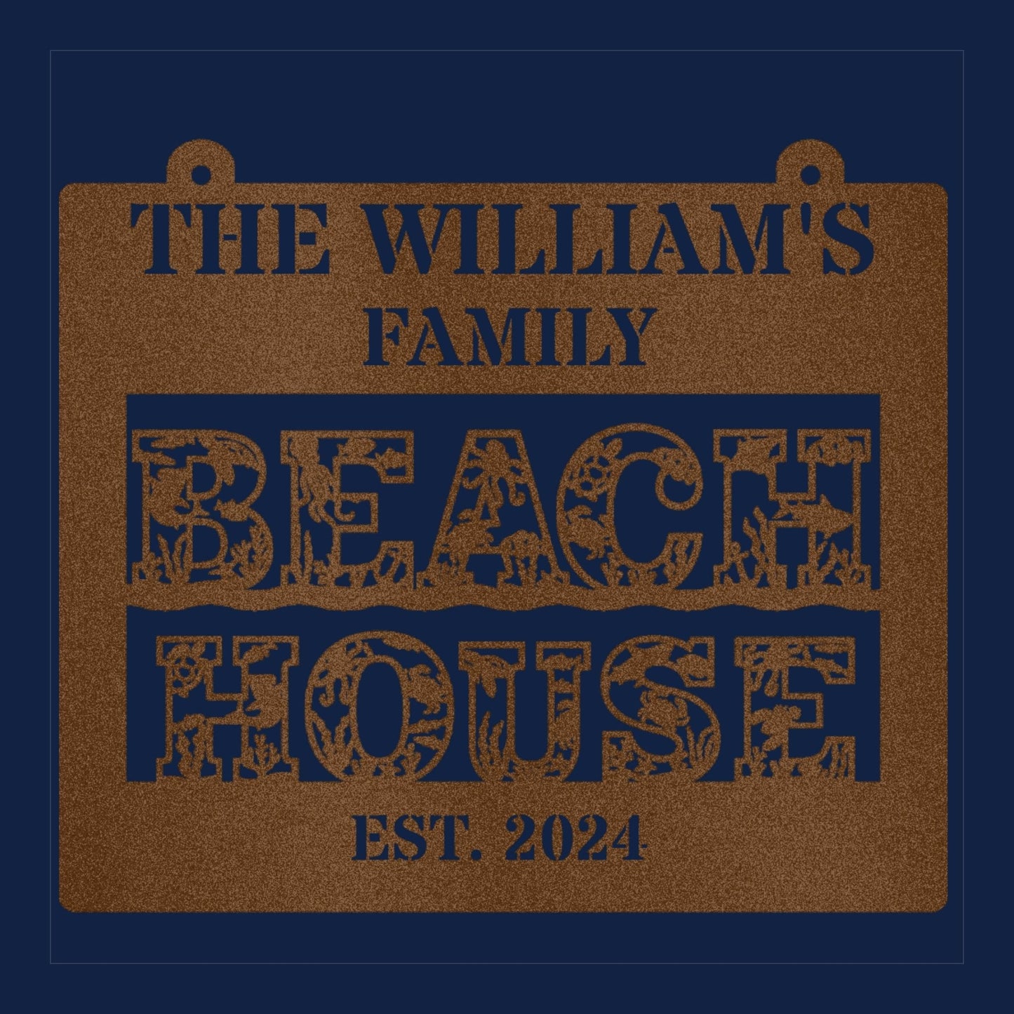 Personalized Family beach house metal sign, Custom beach decor, coastal home wall art