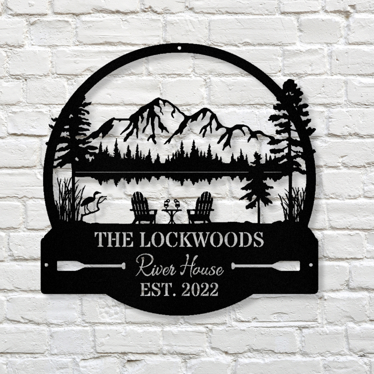 River House Cabin Wall Metal Sign, Farmhouse Metal Sign, Mountain House Sign, Family Name Sign, Pine Tree Custom Metal Sign, Grandpa Gift,