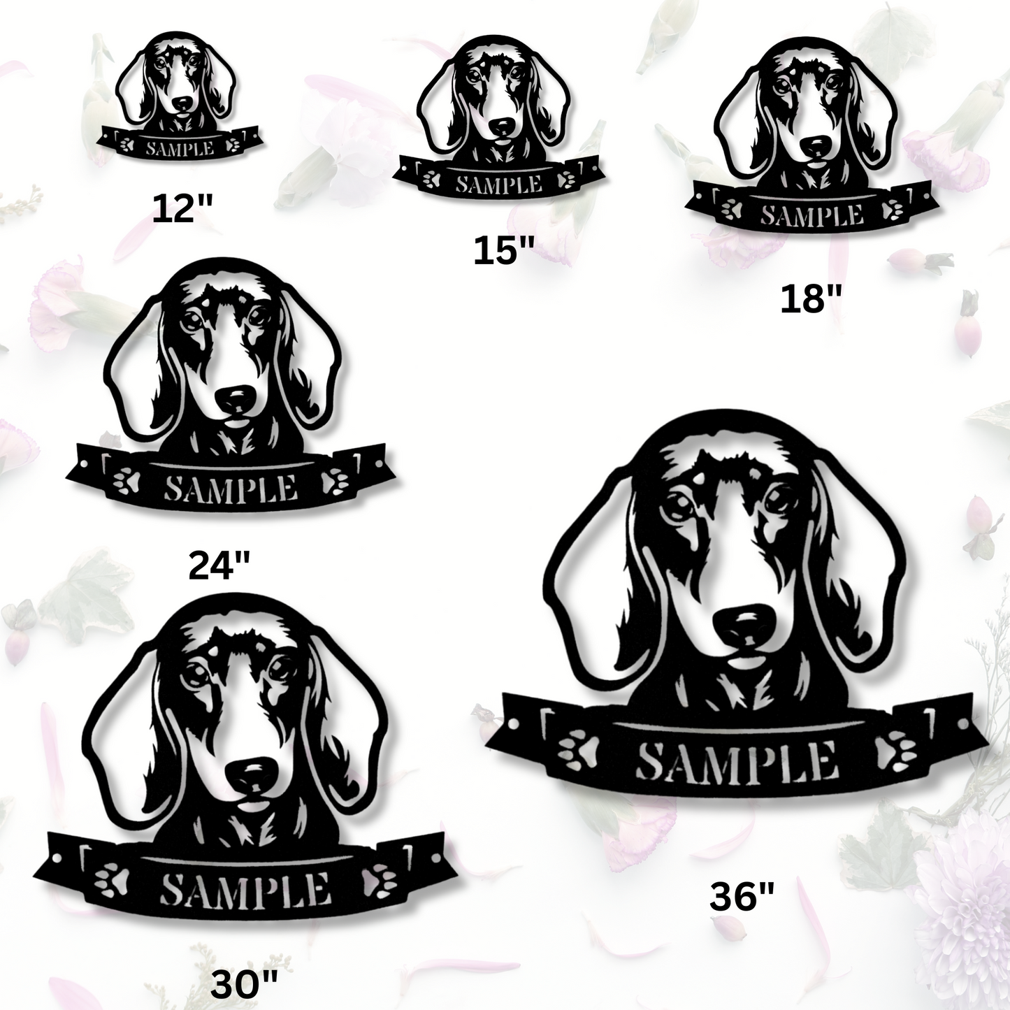 Dachshund Face Monogram Metal Sign, Dog Lover Gift, Dachshund Wall Decor, Loss Of Pet Metal Sign, Dog Name Remembrance Sign, Kennel Sign