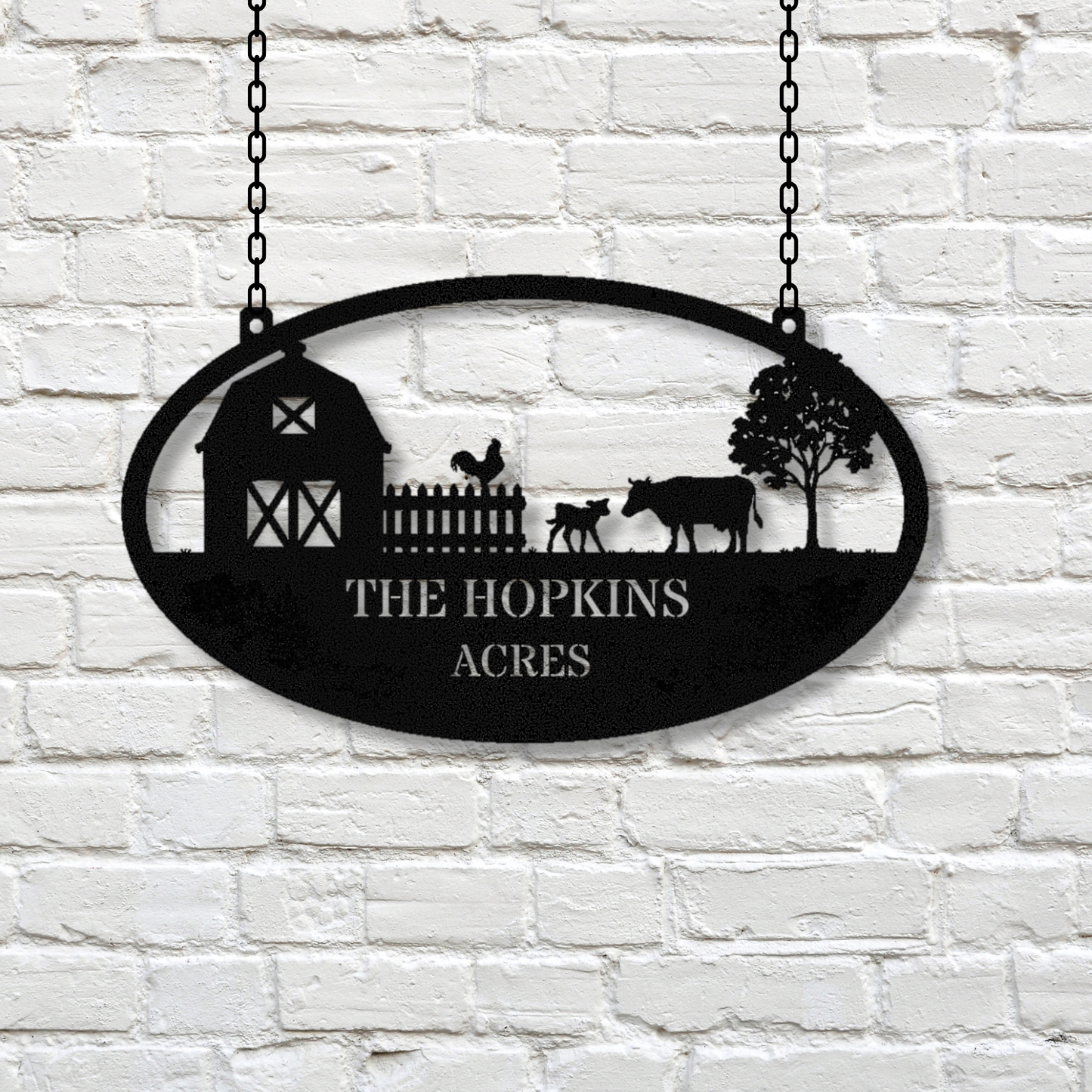 Farmhouse Metal Sign, Metal Farm Address sign, Last Name Hanging Sign, Sign for Post, Barn Steel Sign, Horse Cow Farm Sign, Husband Gift