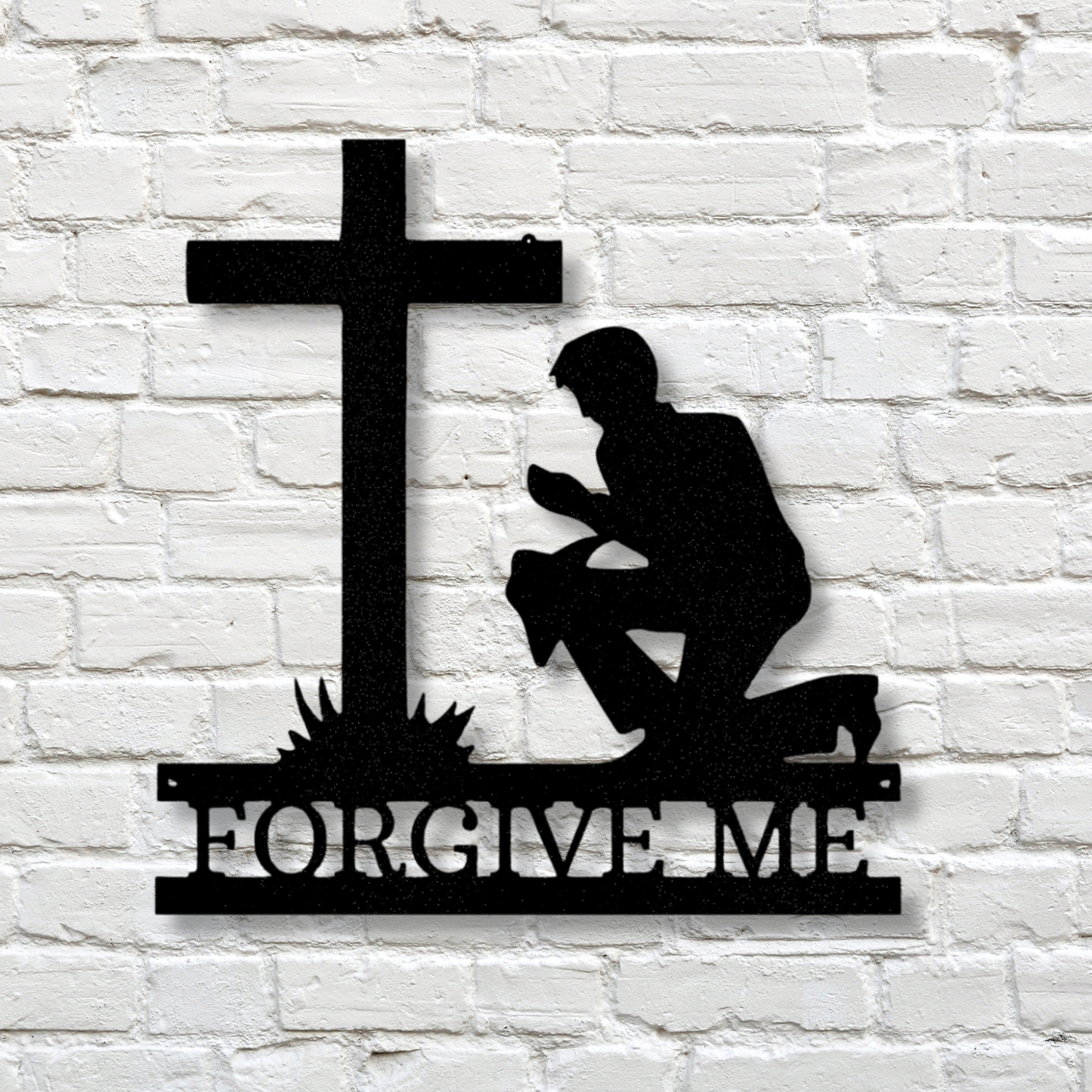 Custom Kneeling Man Metal Sign, Personalized Kneeling Man Monogram, Thanksgiving Gift For Religious Dad, Housewarming Gift, Son To Father Gift.