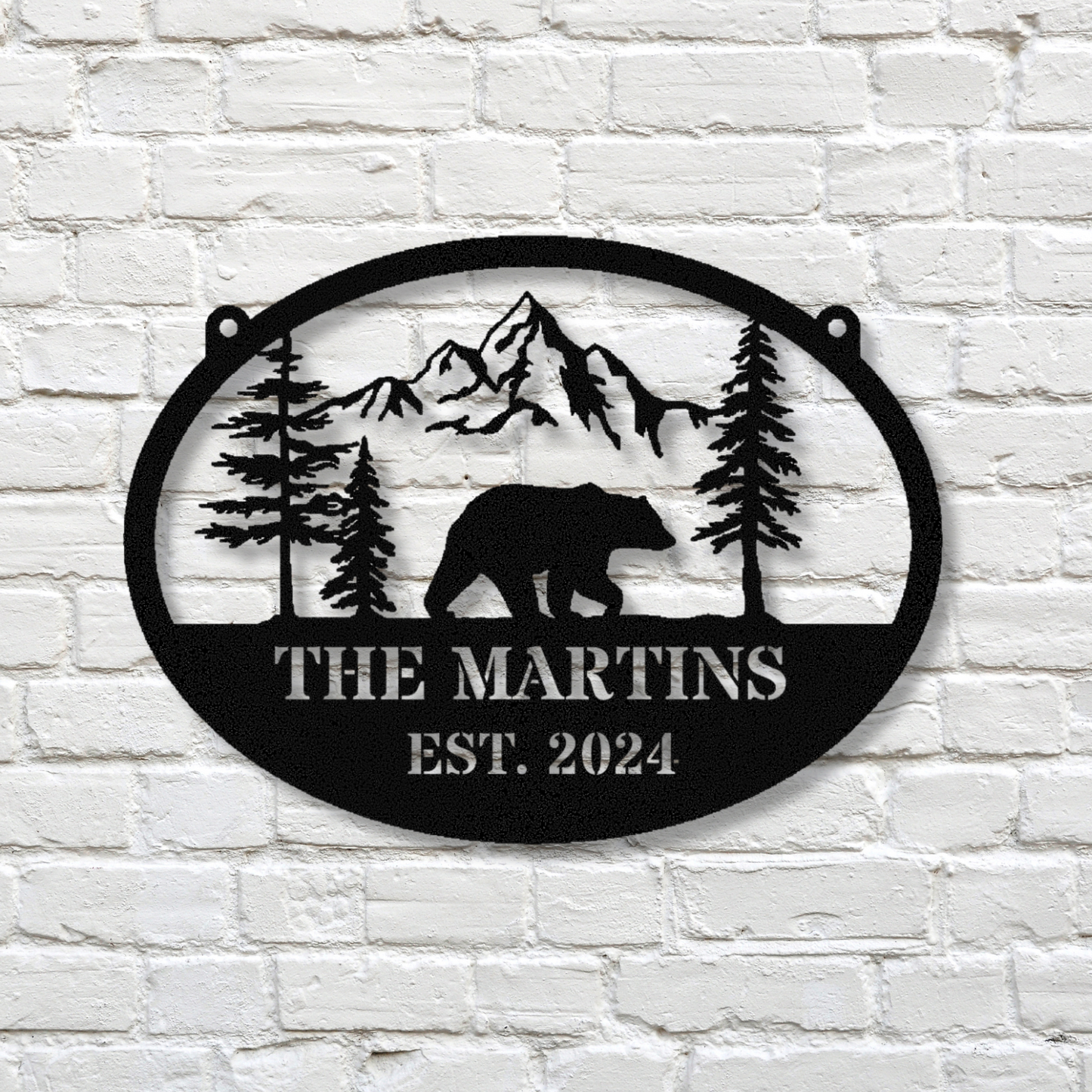 Customized Name Bear Mountain Metal Hanging