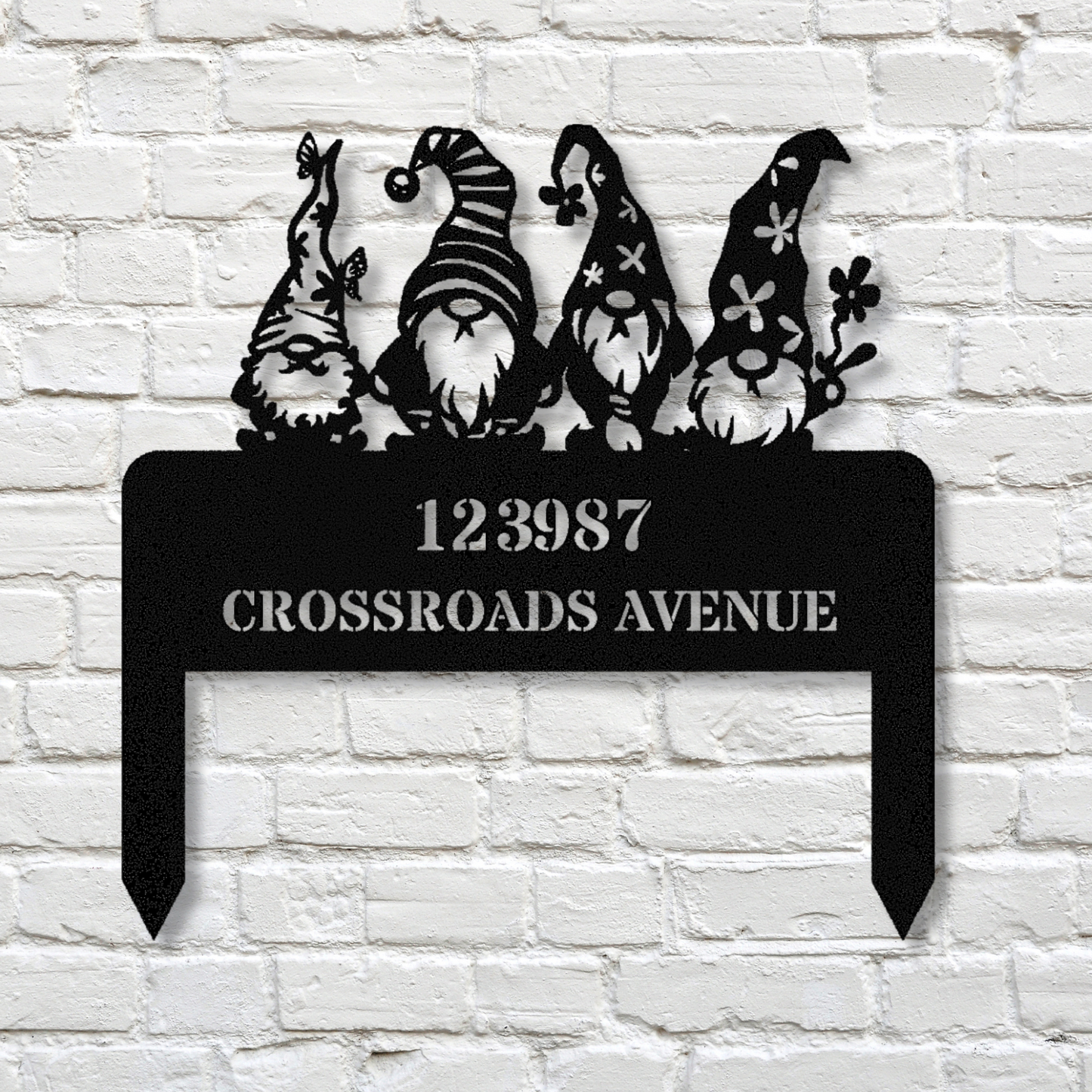 Personalized Gnome Address Metal Stake, House Number Sign, House Address Plaque, Wedding Gift, Address Signage, Gnome Outdoor Decor