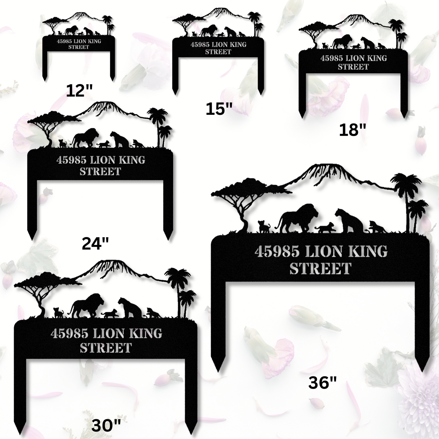 Personalized Lion Family Address Stake Sign, Lion King Metal Address Sign, Metal House Numbers, Outdoor Address Sign, African Savannah Sign