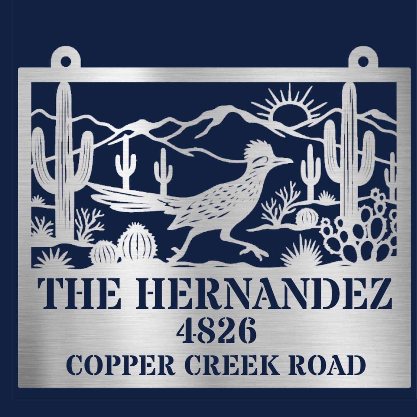 Custom Roadrunner Address Sign, Personalized Metal House Number Sign, Southwest Decor