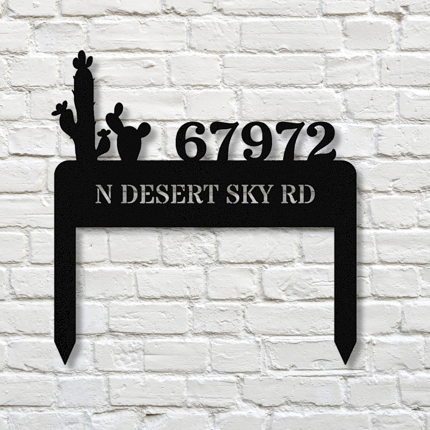 Saguaro Cactus Address Metal Stake Sign, Horizontal Address Sign, Desert Address Signage, House Address, Customized Metal House Number Stake
