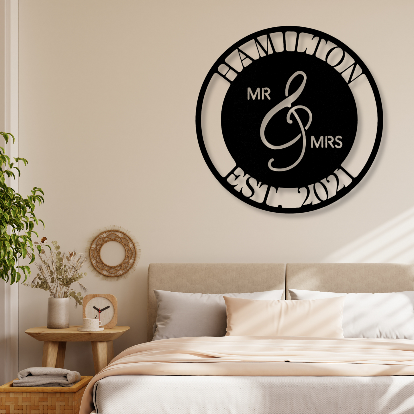 Mr. and Mrs. Metal Steel Sign, Last Name Monogram Sign, Wedding Anniversary Gift, Married Couple Gift,  Engagement Gift, Wedding Wall Decor