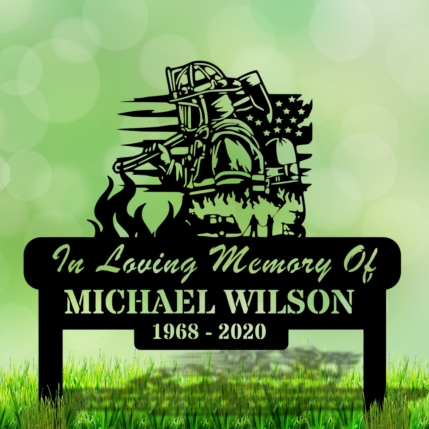 Custom Fireman Memorial Sign, Firefighter Memorial, Fireman Remembrance, Personalized Fireman, Metal Fireman Tribute Art