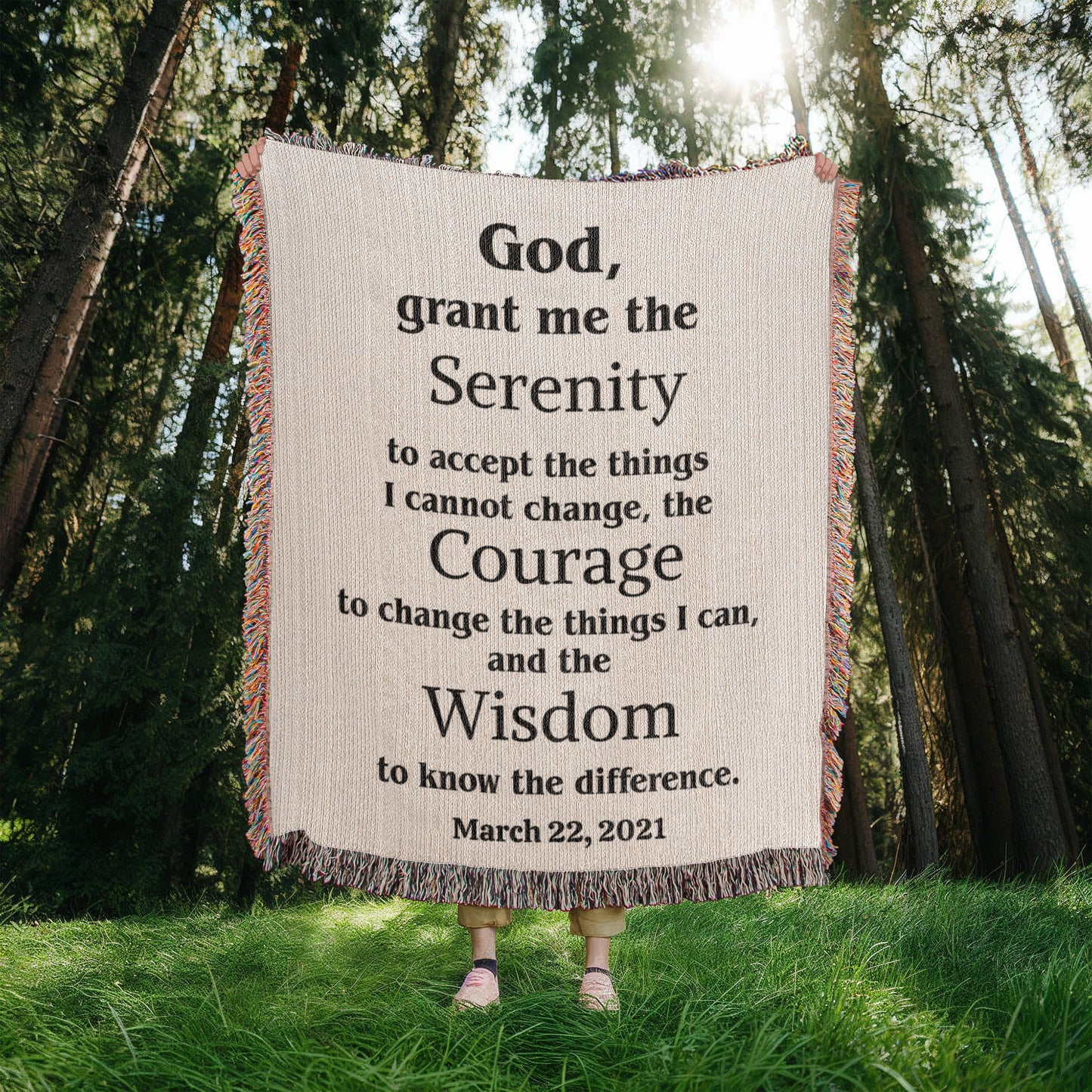 Serenity Prayer Woven Blanket, Custom Name Blanket, Cotton Throw, Personalized Woven Blanket