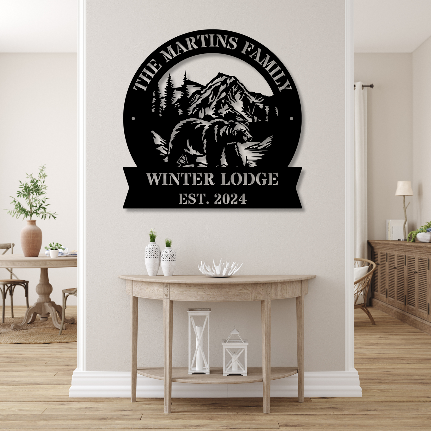 Custom Bear Metal Sign, Personalized Bear Wall Art, Cabin Decor, Wilderness Hunter Gift, Mountain Bear Home Decor